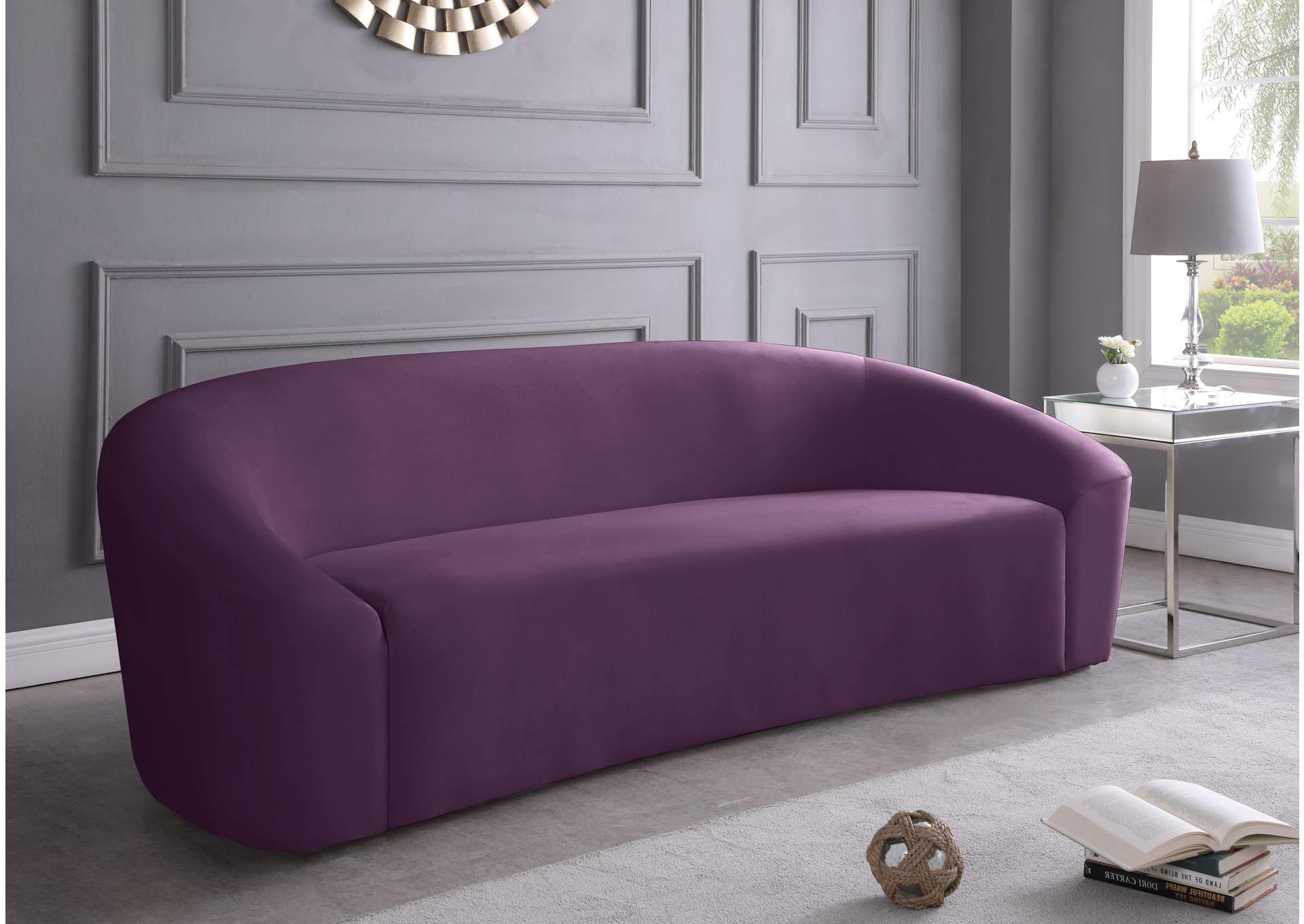 Riley Purple Velvet Sofa,Meridian Furniture