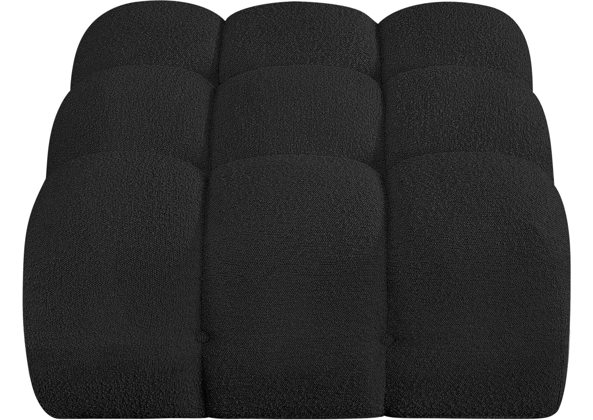 Ames Black Boucle Fabric Ottoman,Meridian Furniture