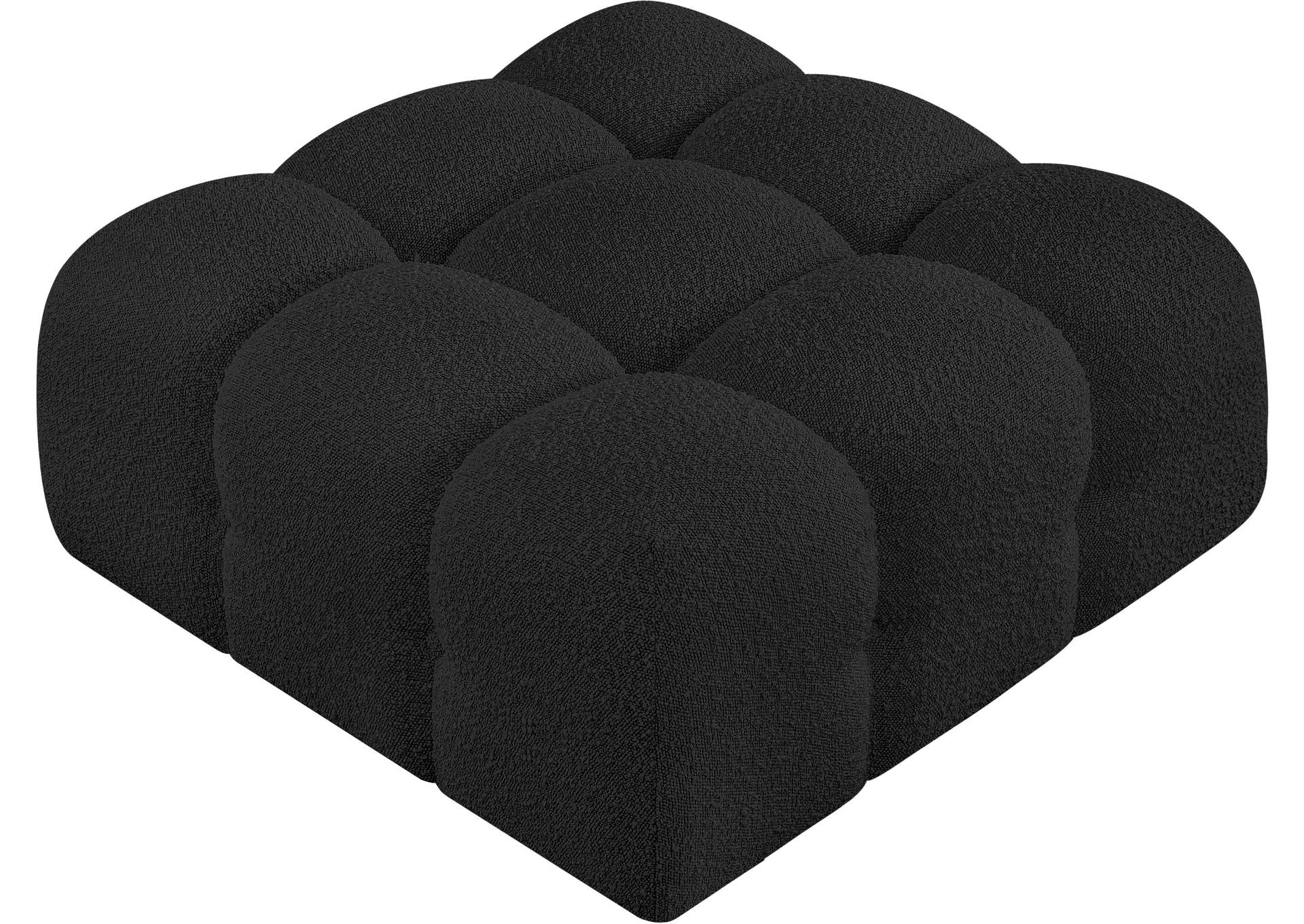 Ames Black Boucle Fabric Ottoman,Meridian Furniture