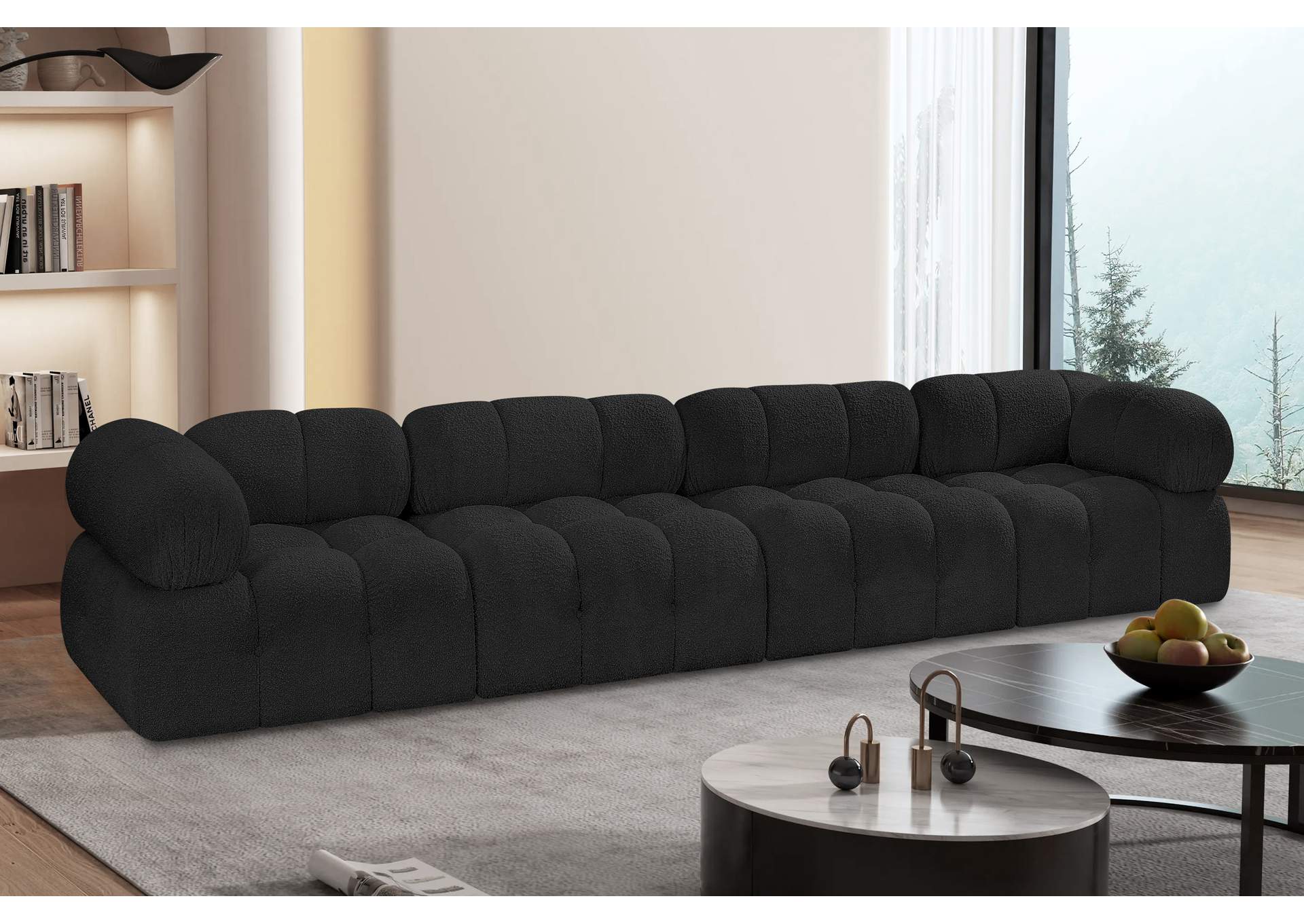 Ames Black Boucle Fabric Modular Sofa,Meridian Furniture