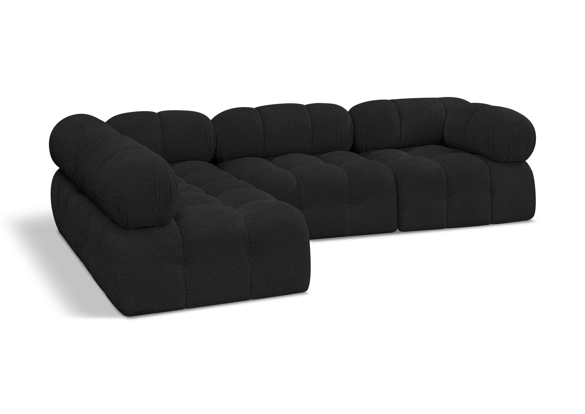 Ames Black Boucle Fabric Modular Sectional,Meridian Furniture