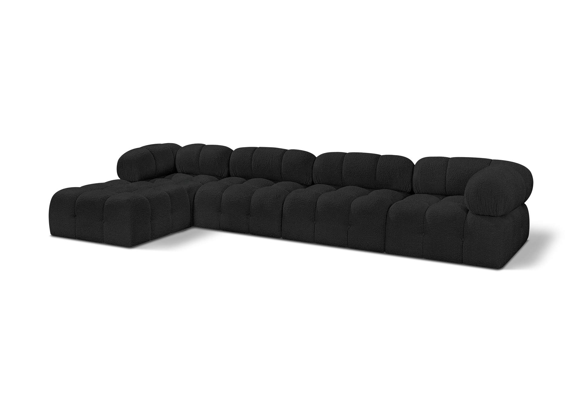 Ames Black Boucle Fabric Modular Sectional,Meridian Furniture