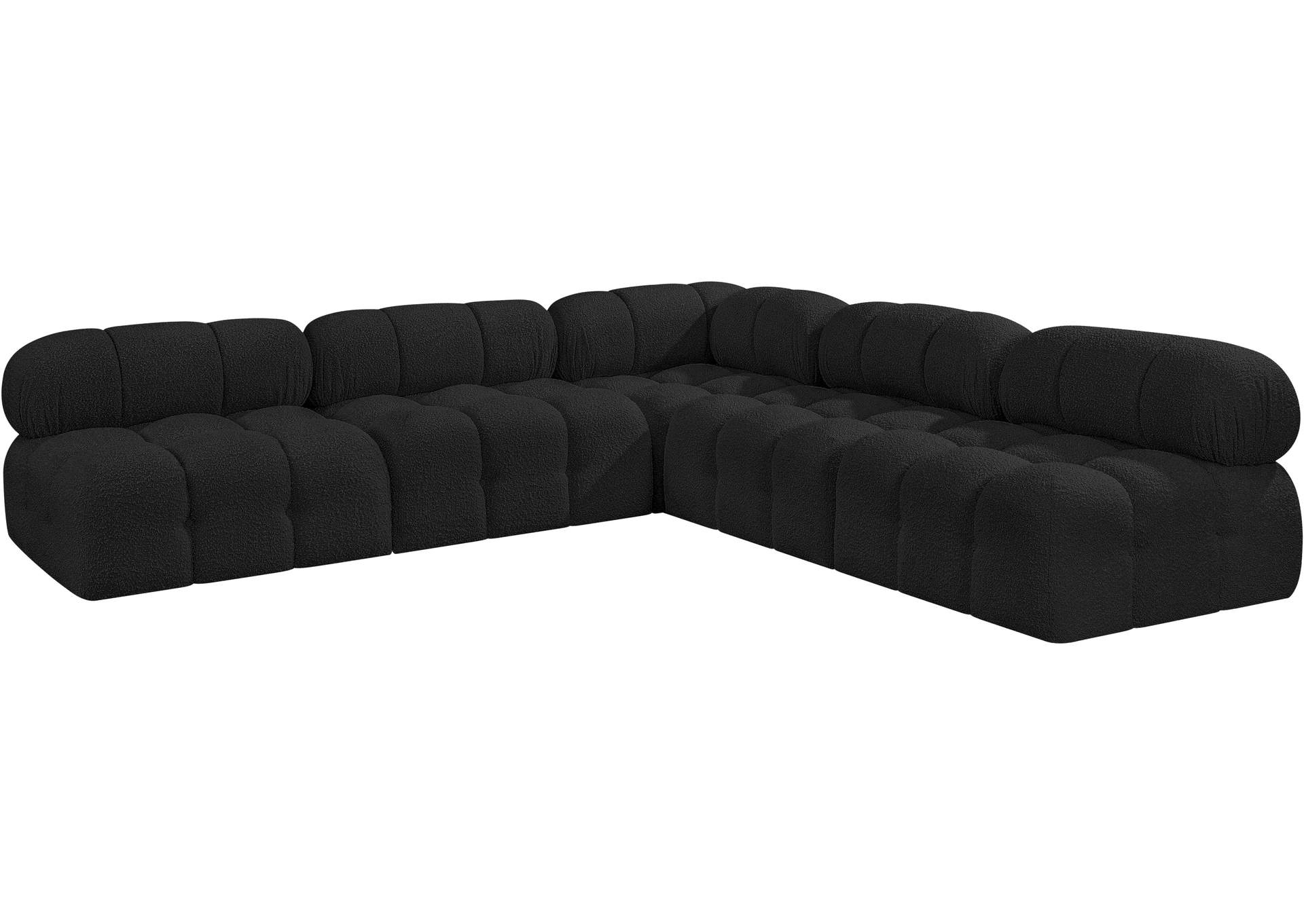 Ames Black Boucle Fabric Modular Sectional,Meridian Furniture