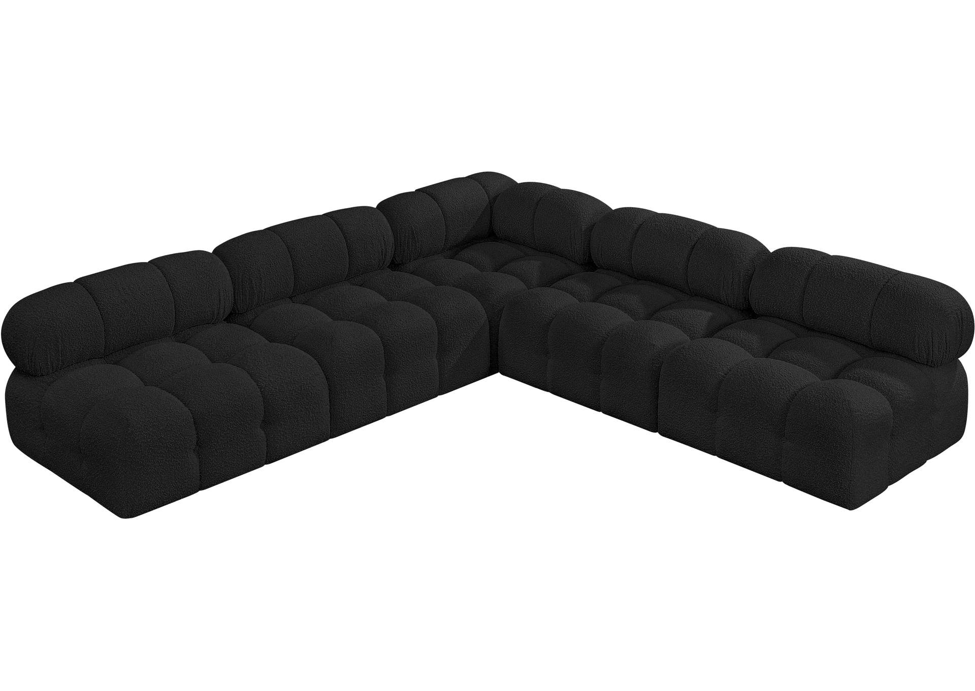 Ames Black Boucle Fabric Modular Sectional,Meridian Furniture