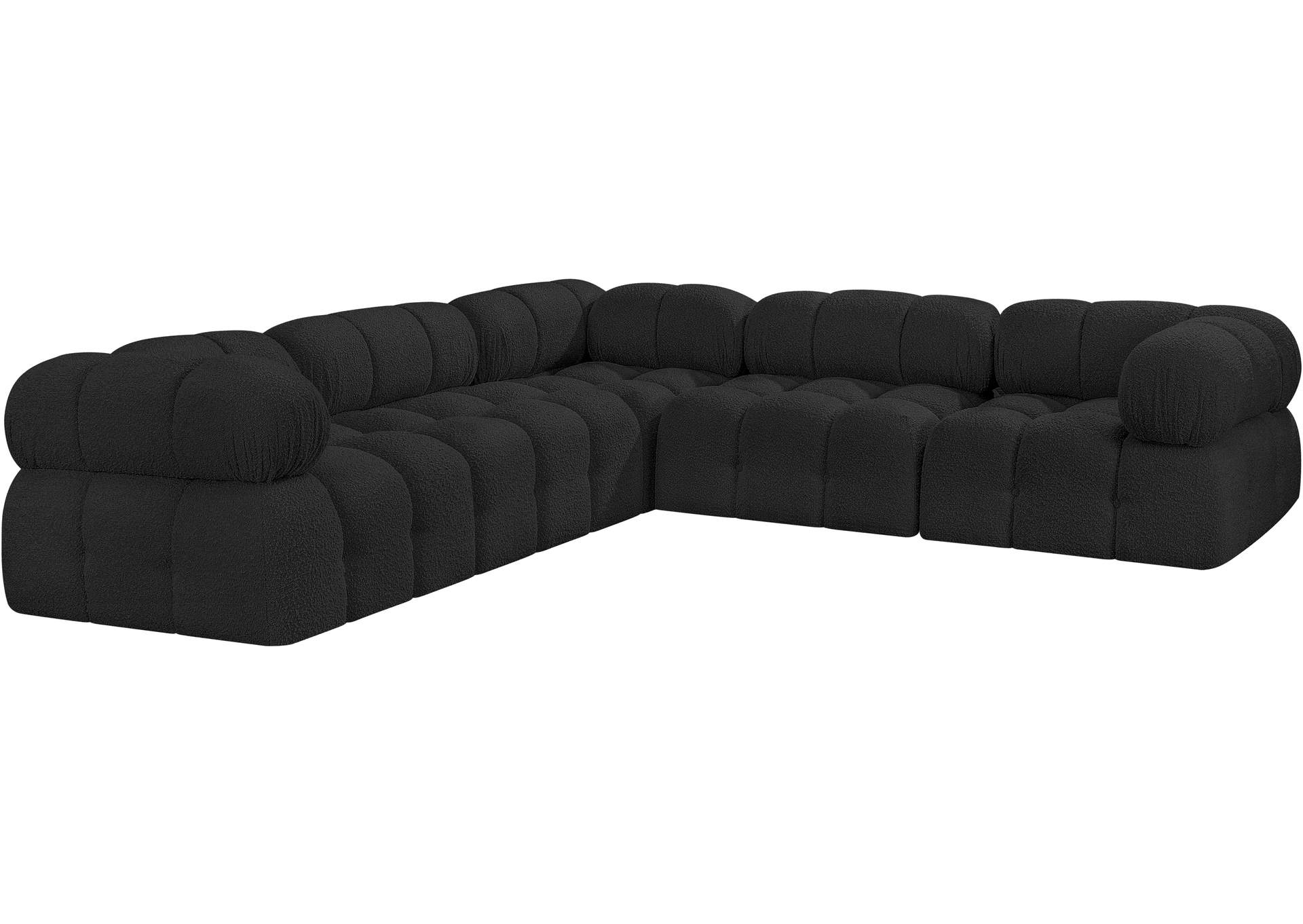 Ames Black Boucle Fabric Modular Sectional,Meridian Furniture