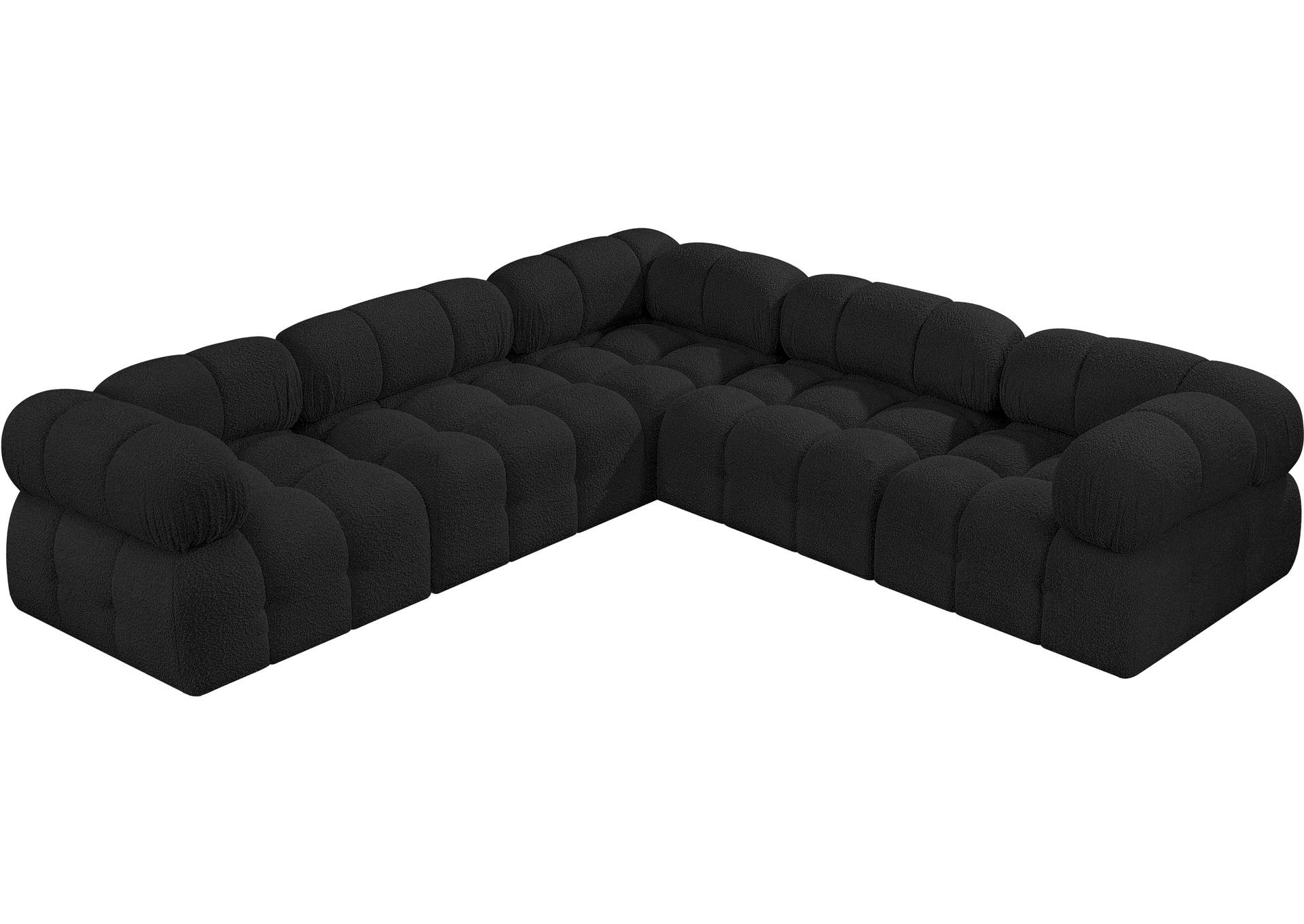 Ames Black Boucle Fabric Modular Sectional,Meridian Furniture
