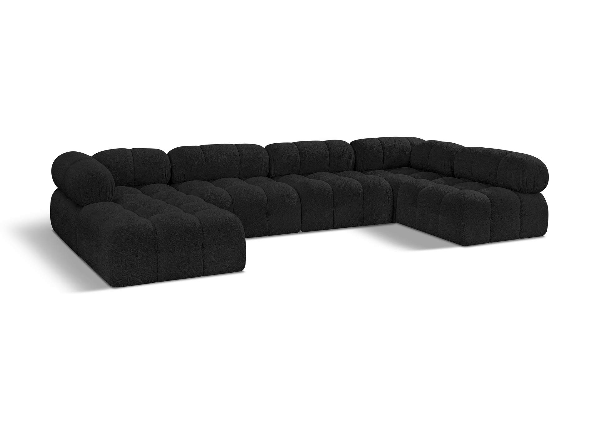Ames Black Boucle Fabric Modular Sectional,Meridian Furniture