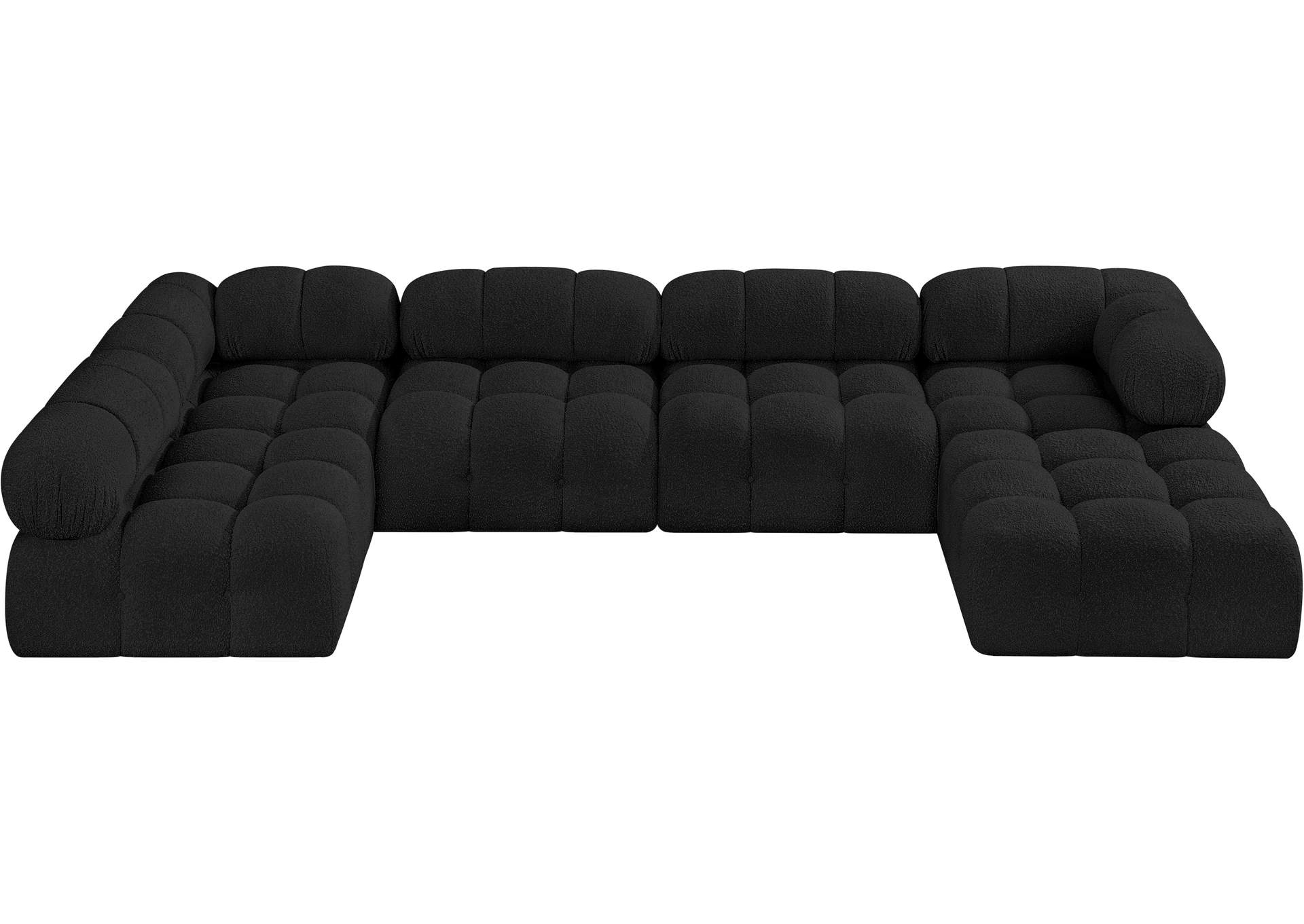 Ames Black Boucle Fabric Modular Sectional,Meridian Furniture
