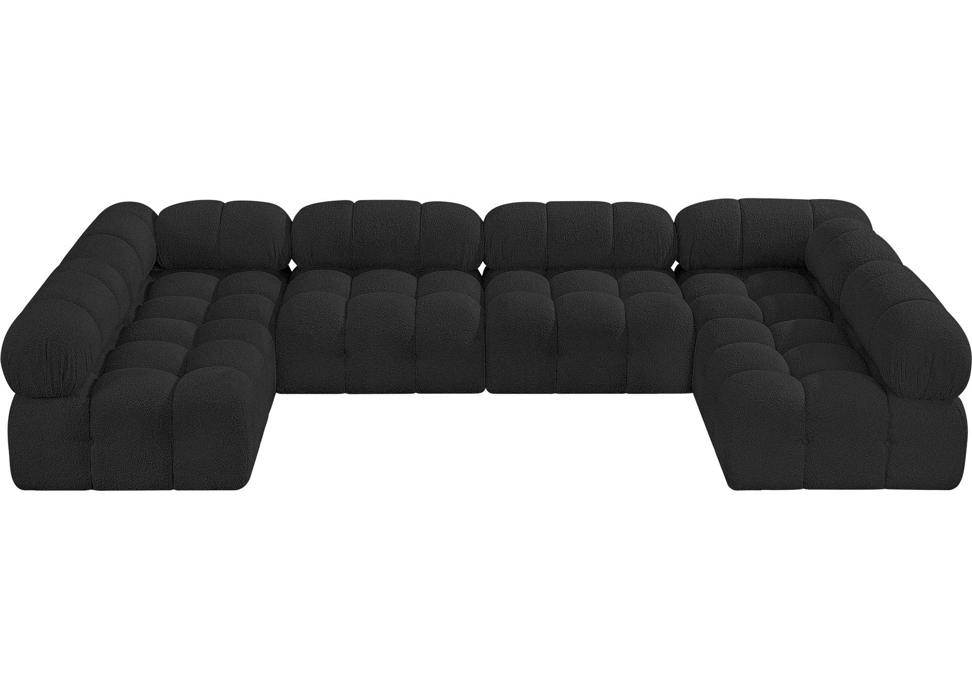 Ames Black Boucle Fabric Modular Sectional,Meridian Furniture