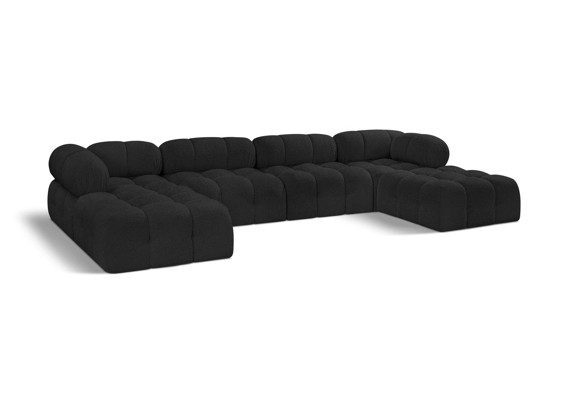 Ames Black Boucle Fabric Modular Sectional,Meridian Furniture