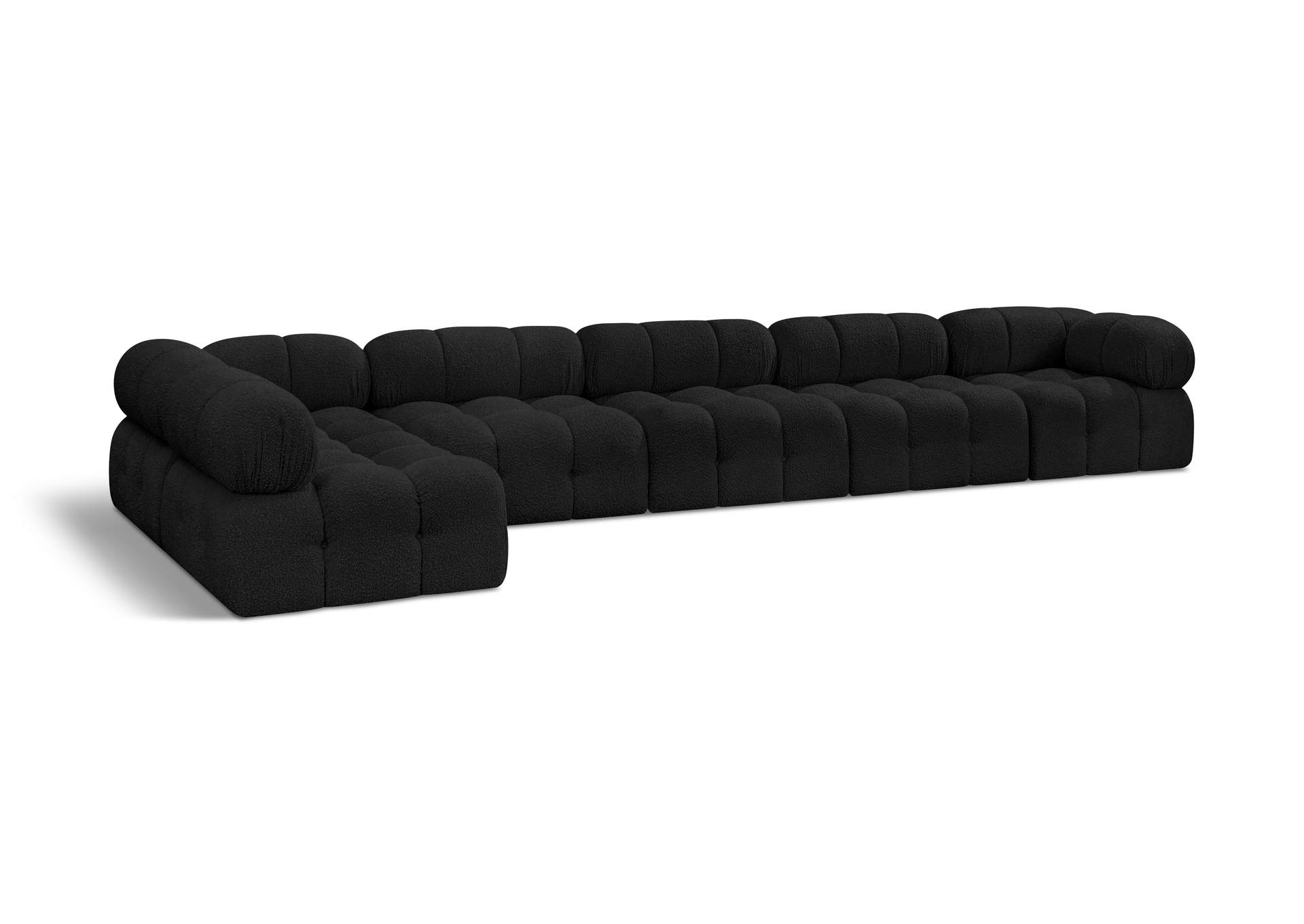 Ames Black Boucle Fabric Modular Sectional,Meridian Furniture