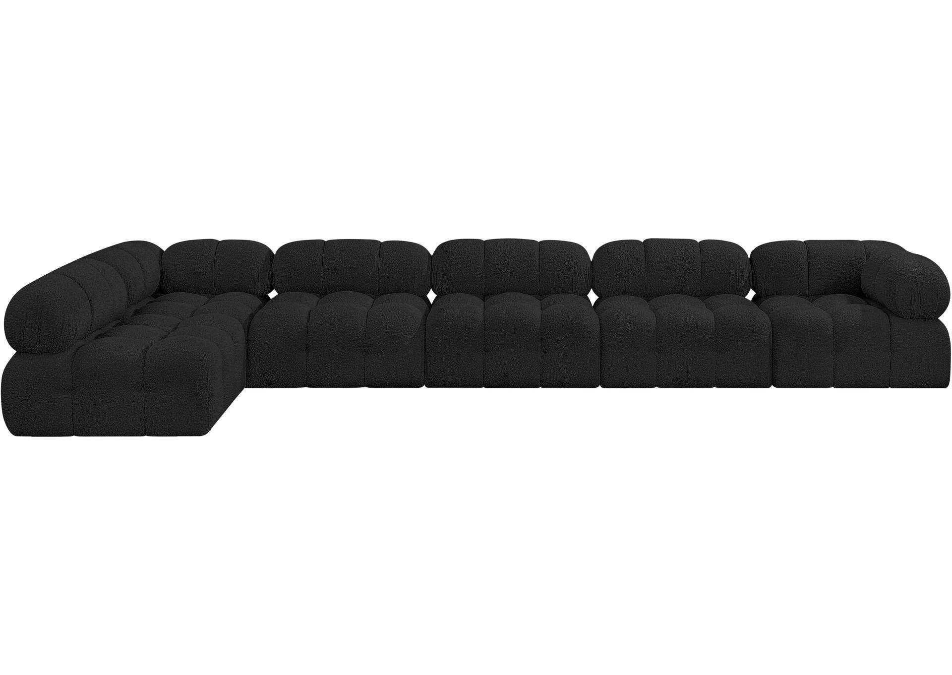Ames Black Boucle Fabric Modular Sectional,Meridian Furniture