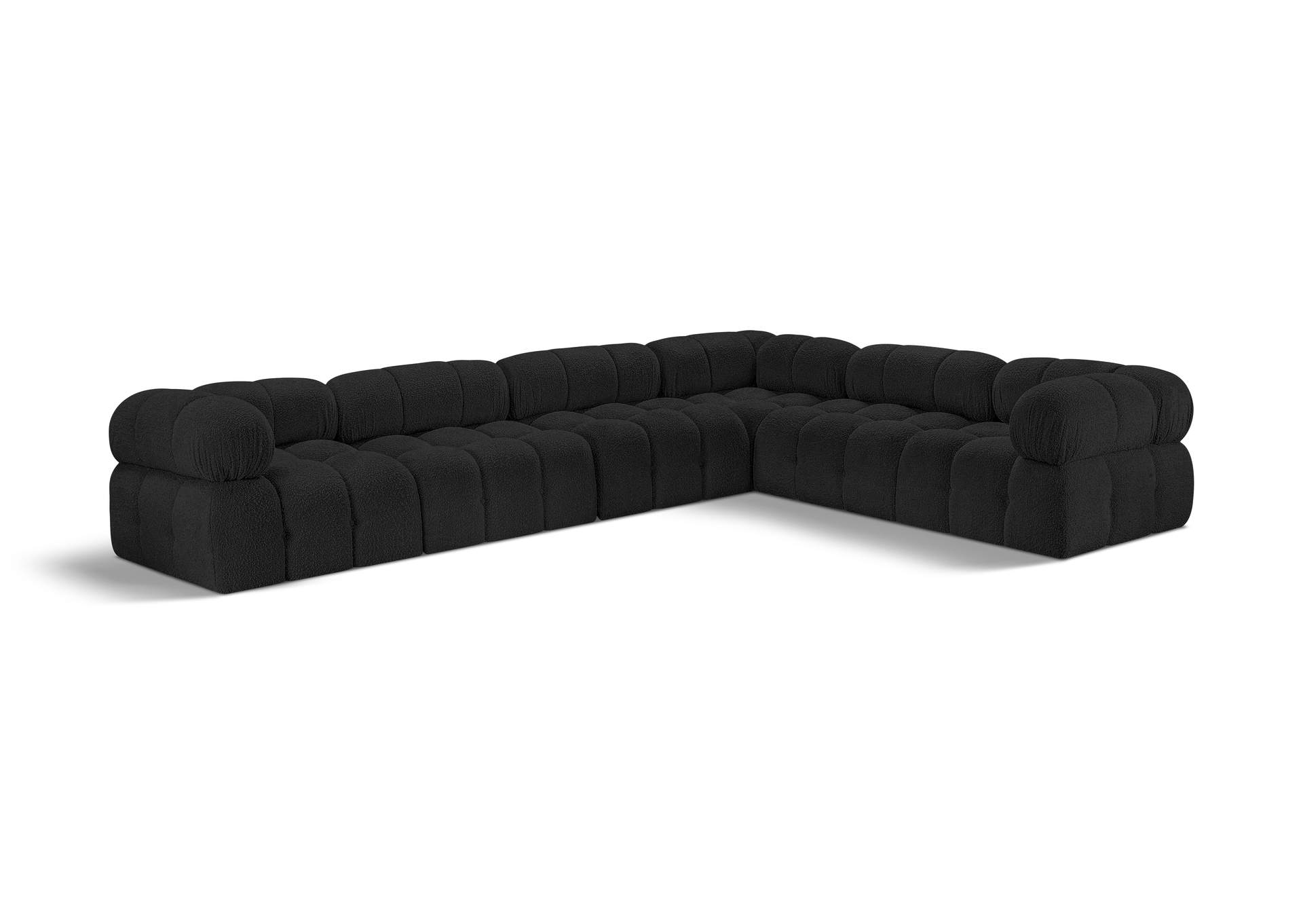 Ames Black Boucle Fabric Modular Sectional,Meridian Furniture