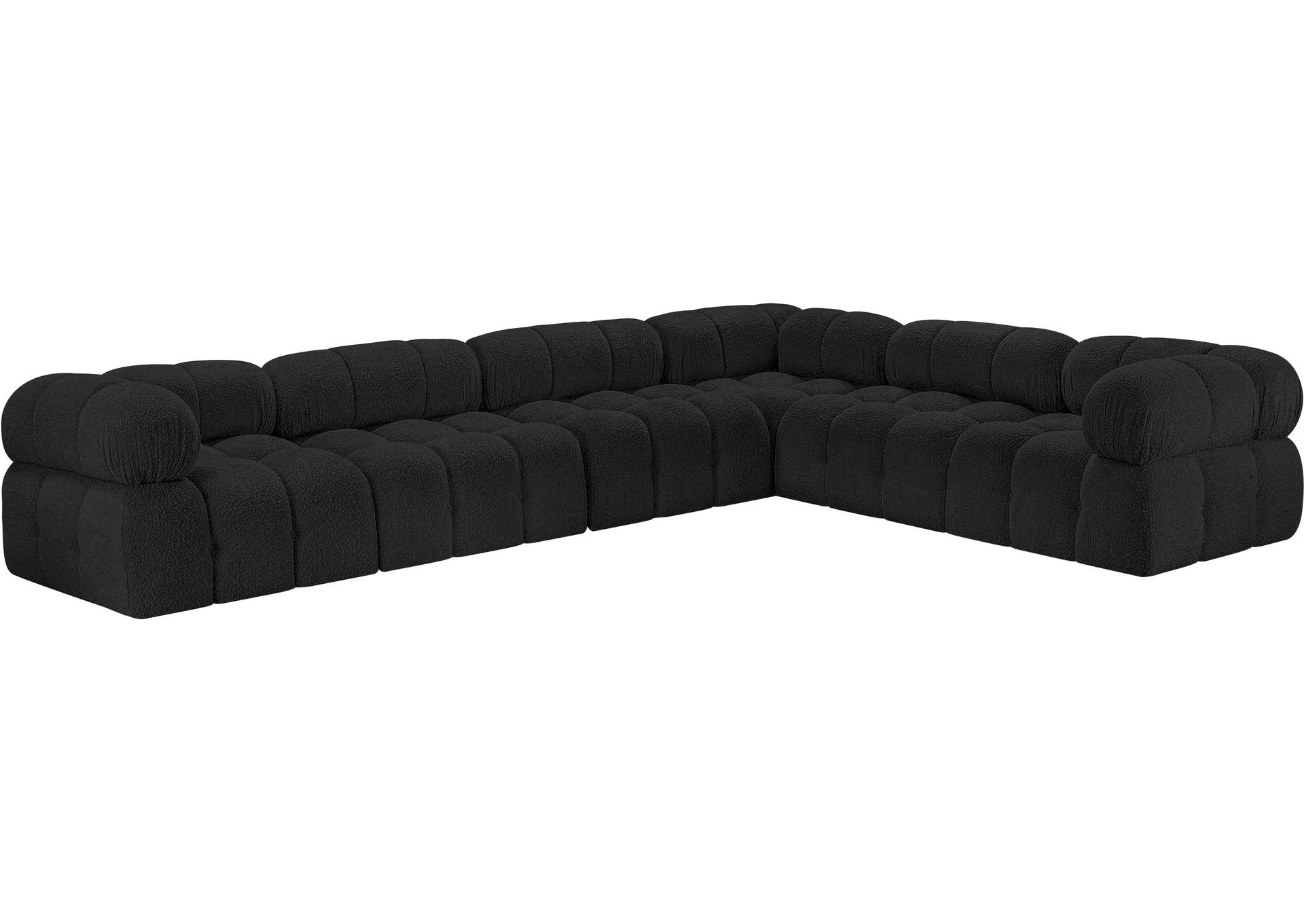 Ames Black Boucle Fabric Modular Sectional,Meridian Furniture