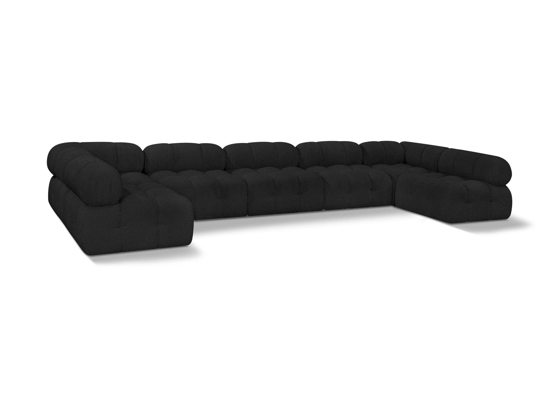 Ames Black Boucle Fabric Modular Sectional,Meridian Furniture