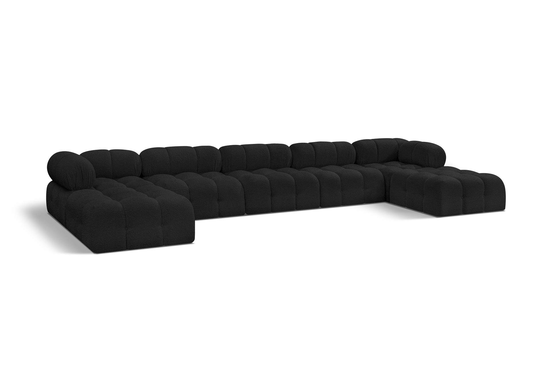 Ames Black Boucle Fabric Modular Sectional,Meridian Furniture