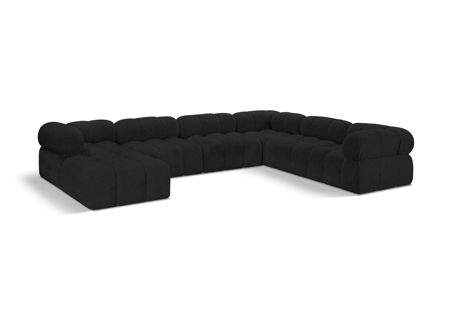 Ames Black Boucle Fabric Modular Sectional,Meridian Furniture