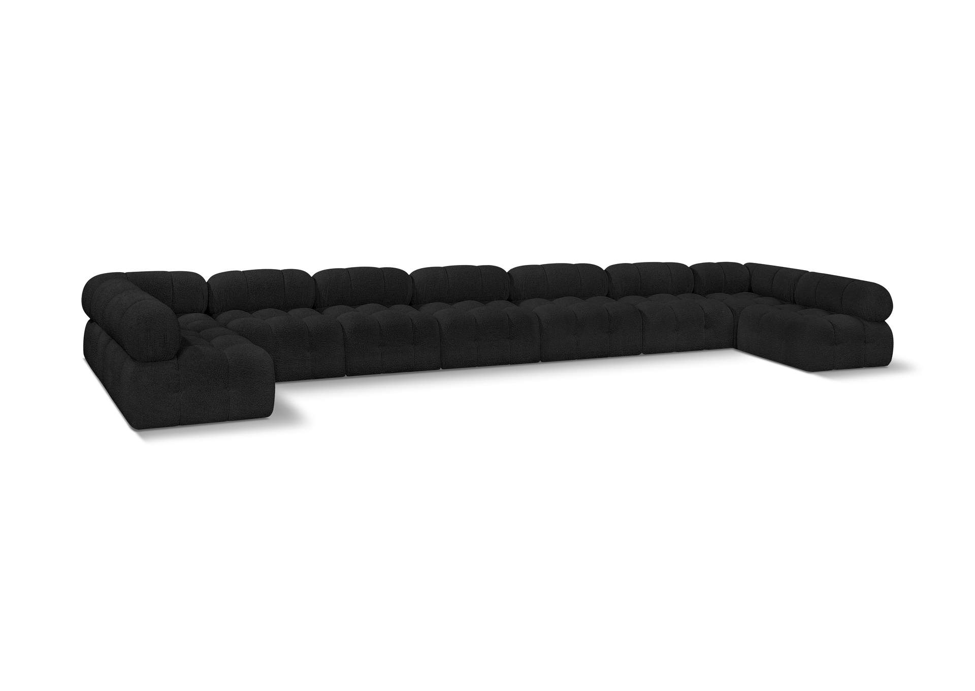 Ames Black Boucle Fabric Modular Sectional,Meridian Furniture