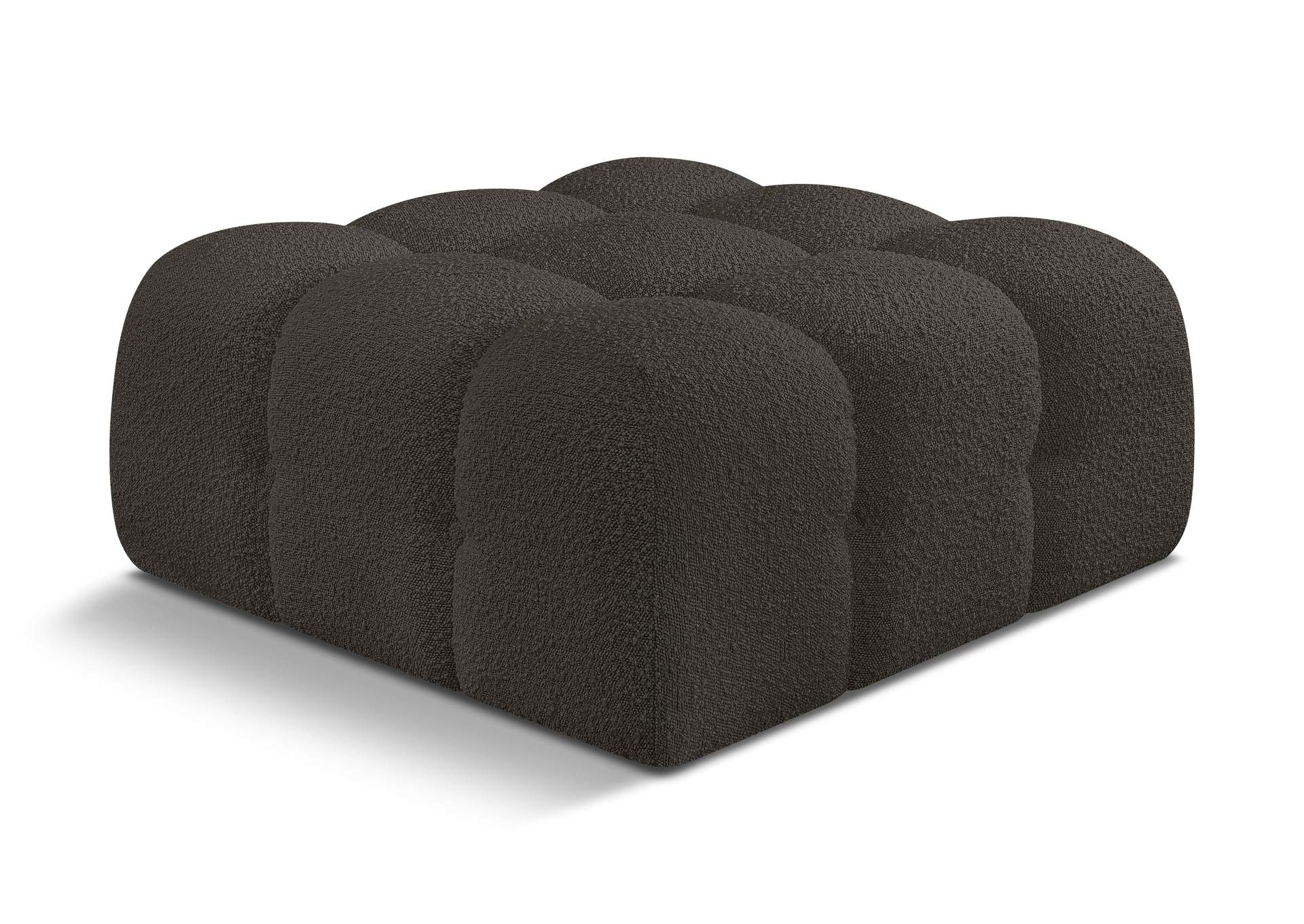Ames Brown Boucle Fabric Ottoman,Meridian Furniture