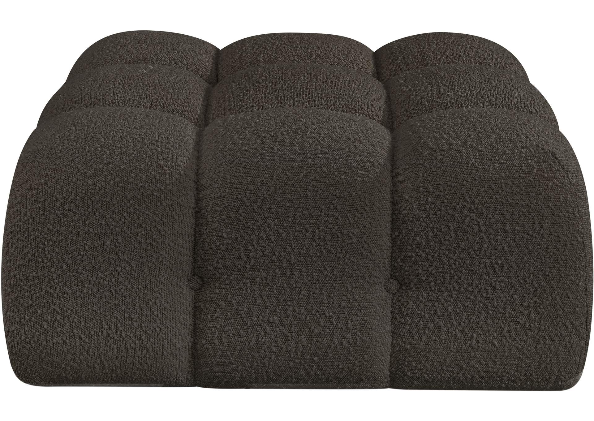 Ames Brown Boucle Fabric Ottoman,Meridian Furniture