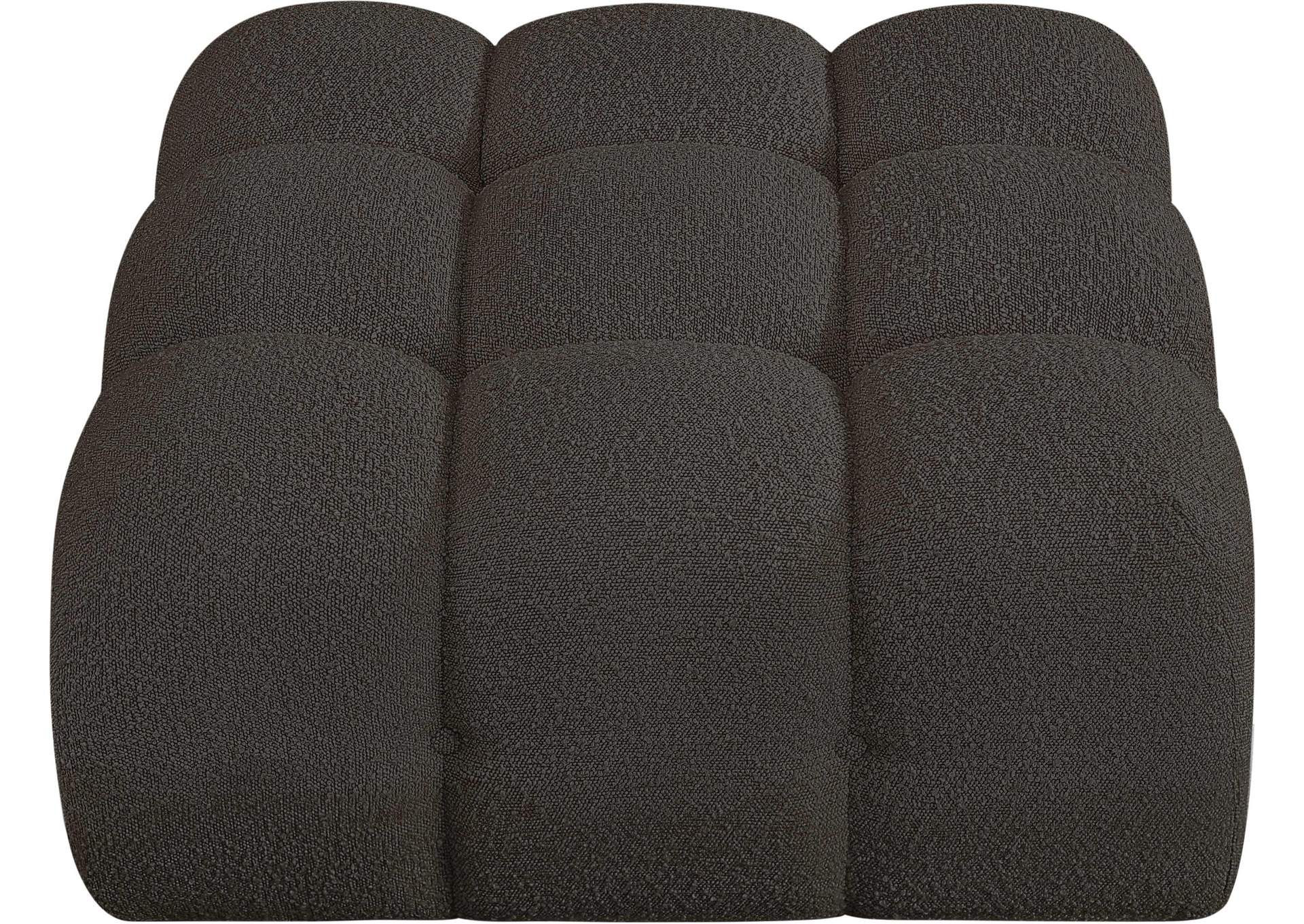 Ames Brown Boucle Fabric Ottoman,Meridian Furniture