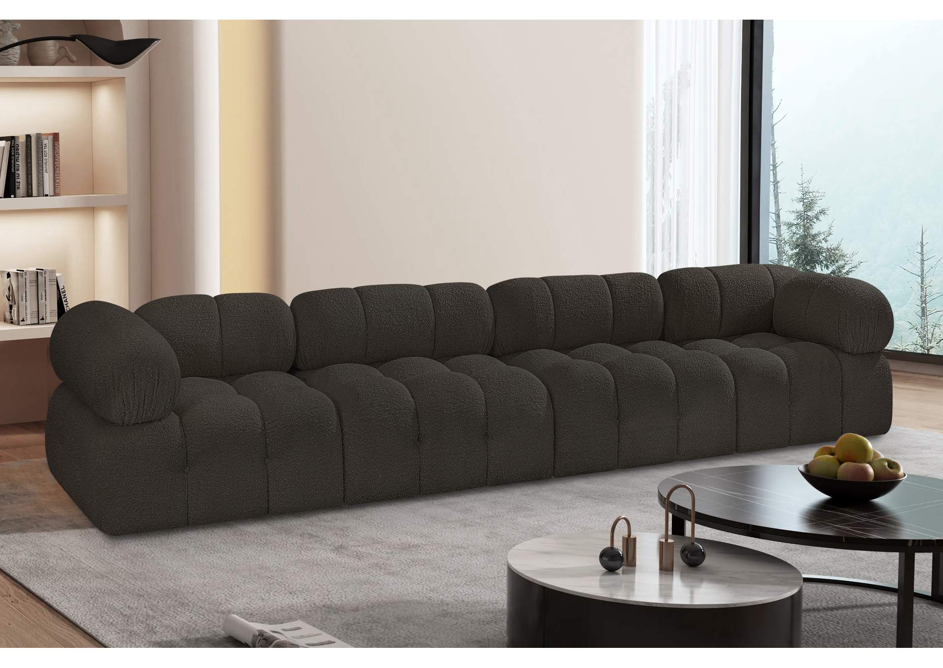 Ames Brown Boucle Fabric Modular Sofa,Meridian Furniture