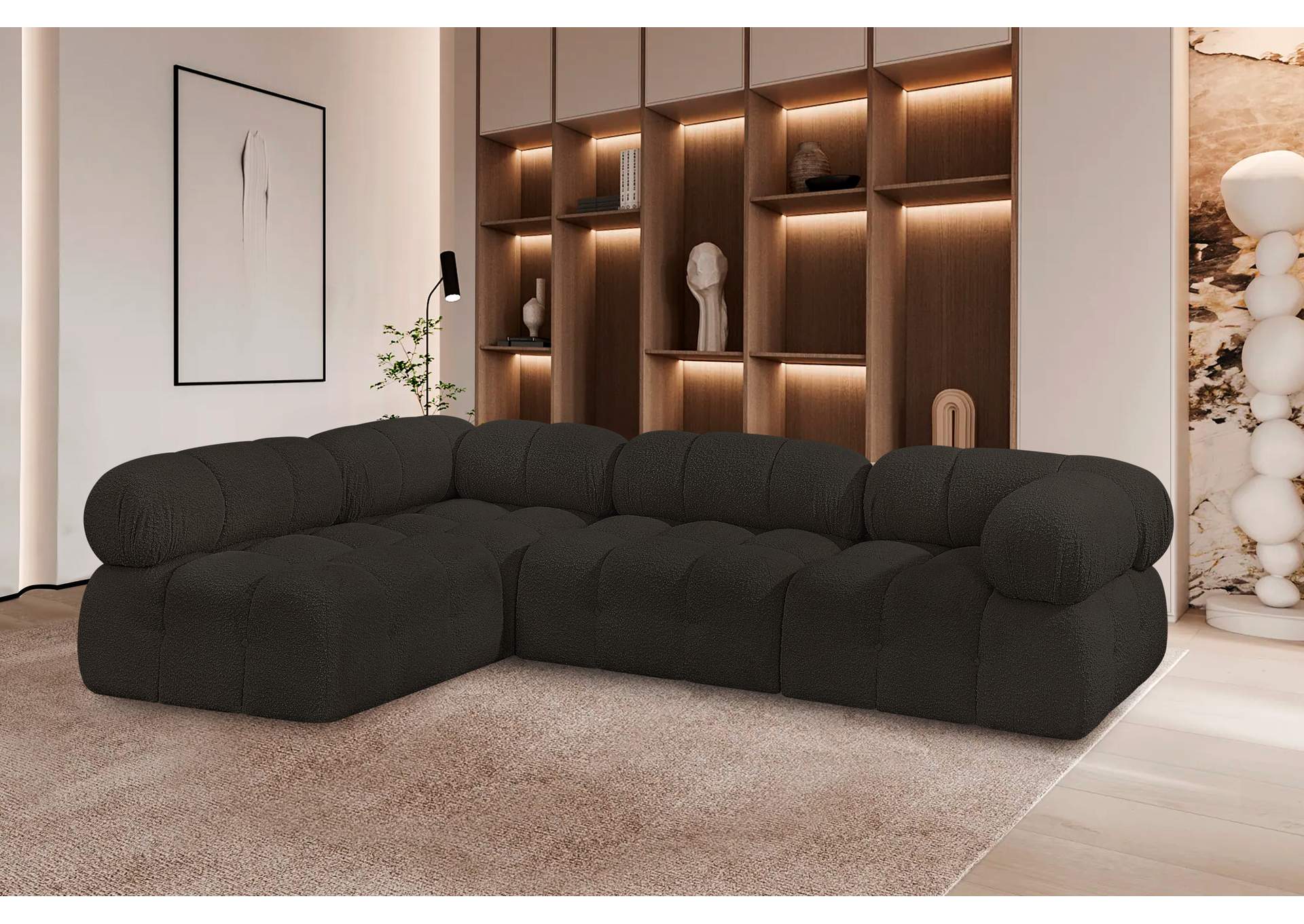 Ames Brown Boucle Fabric Modular Sectional,Meridian Furniture