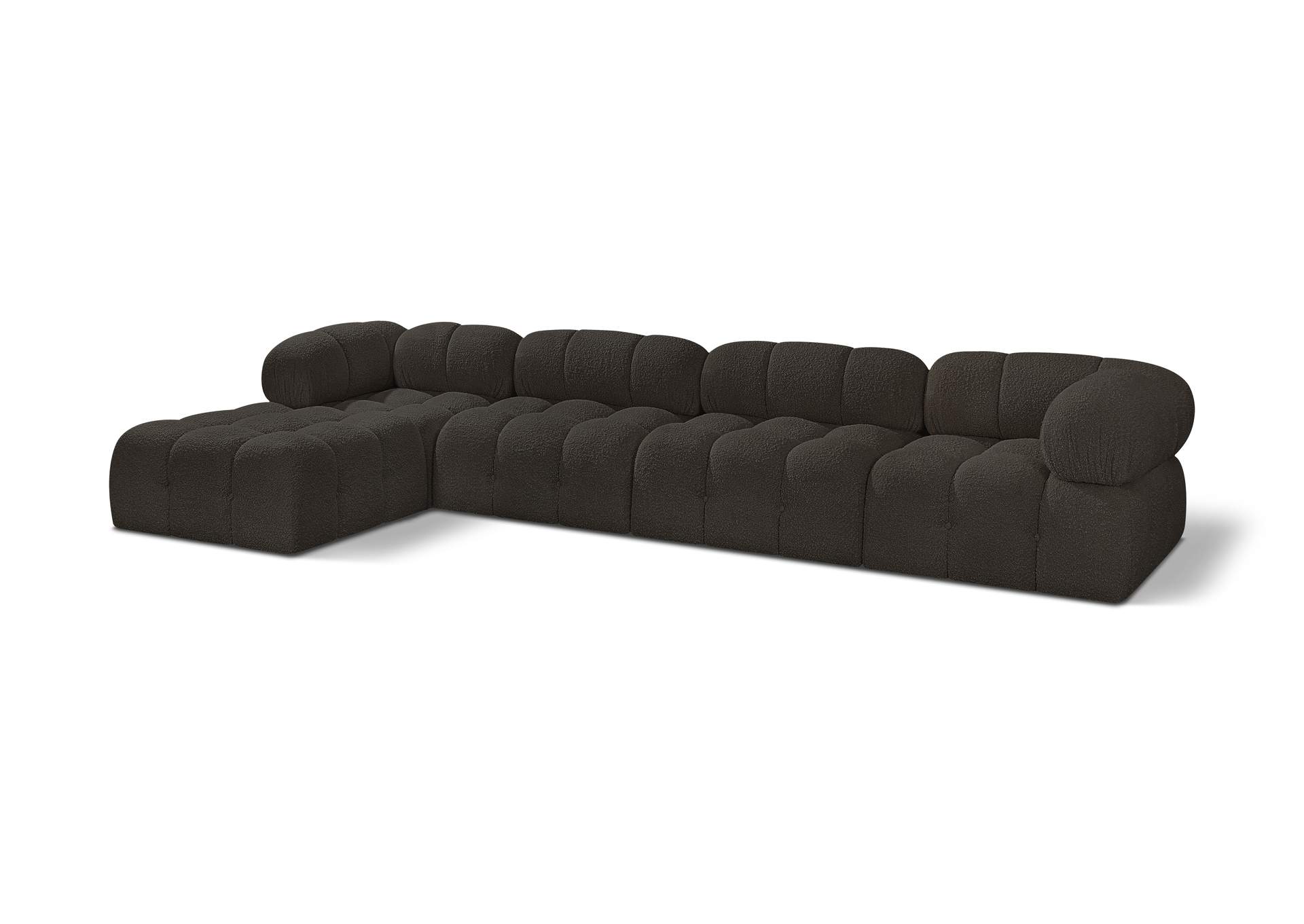 Ames Brown Boucle Fabric Modular Sectional,Meridian Furniture