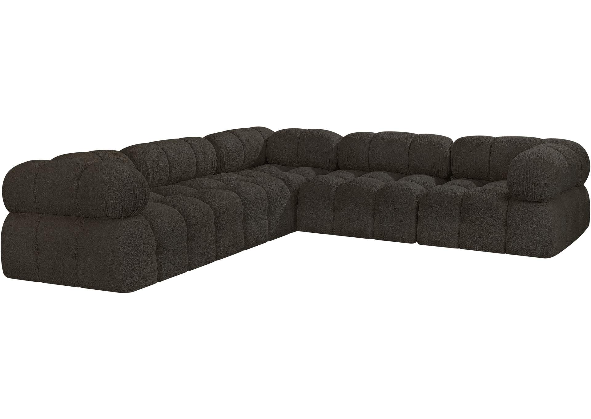 Ames Brown Boucle Fabric Modular Sectional,Meridian Furniture