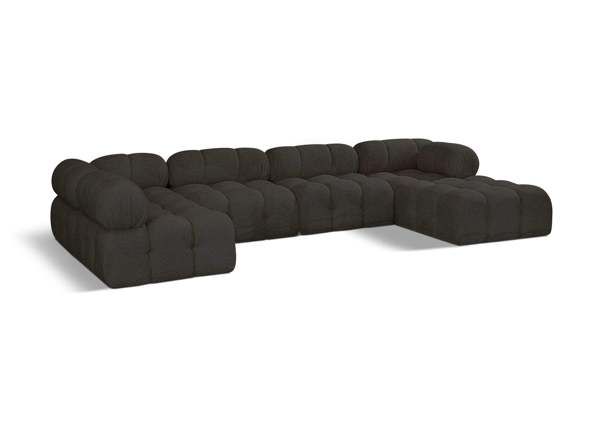 Ames Brown Boucle Fabric Modular Sectional,Meridian Furniture