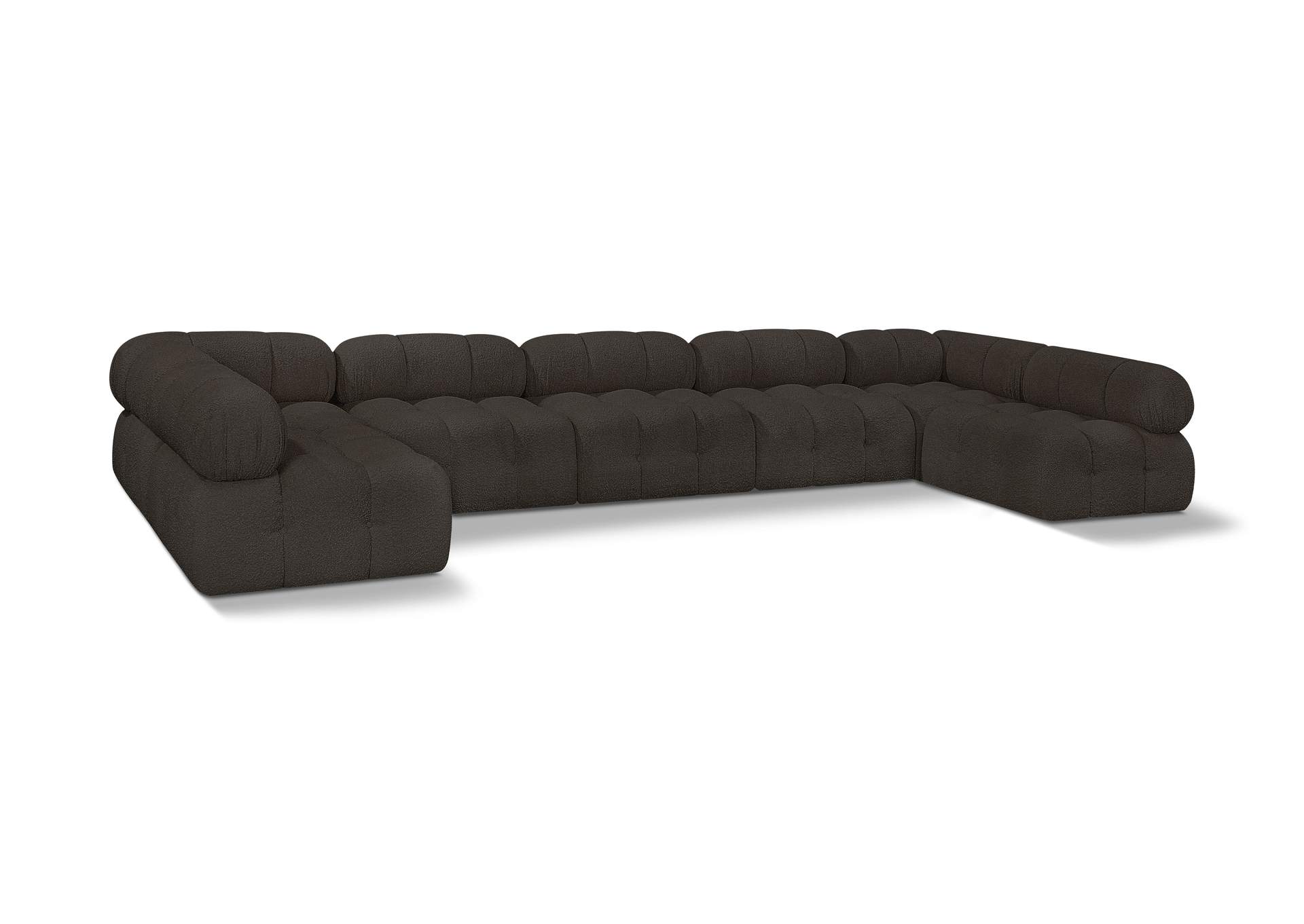 Ames Brown Boucle Fabric Modular Sectional,Meridian Furniture