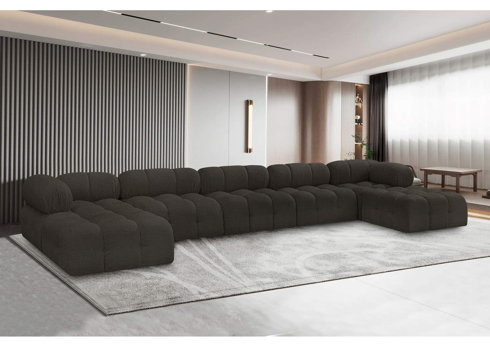 Ames Brown Boucle Fabric Modular Sectional,Meridian Furniture