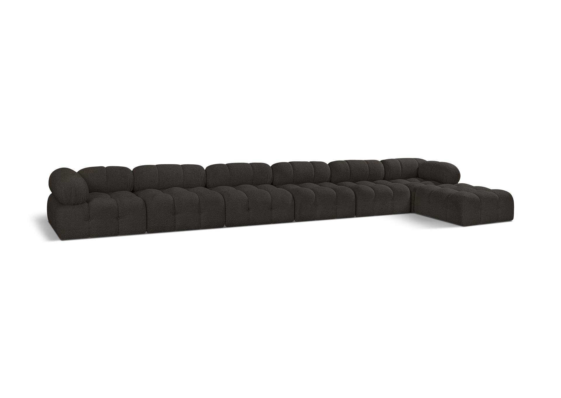 Ames Brown Boucle Fabric Modular Sectional,Meridian Furniture