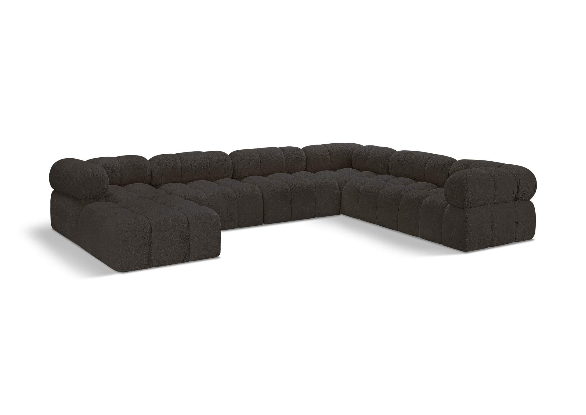 Ames Brown Boucle Fabric Modular Sectional,Meridian Furniture
