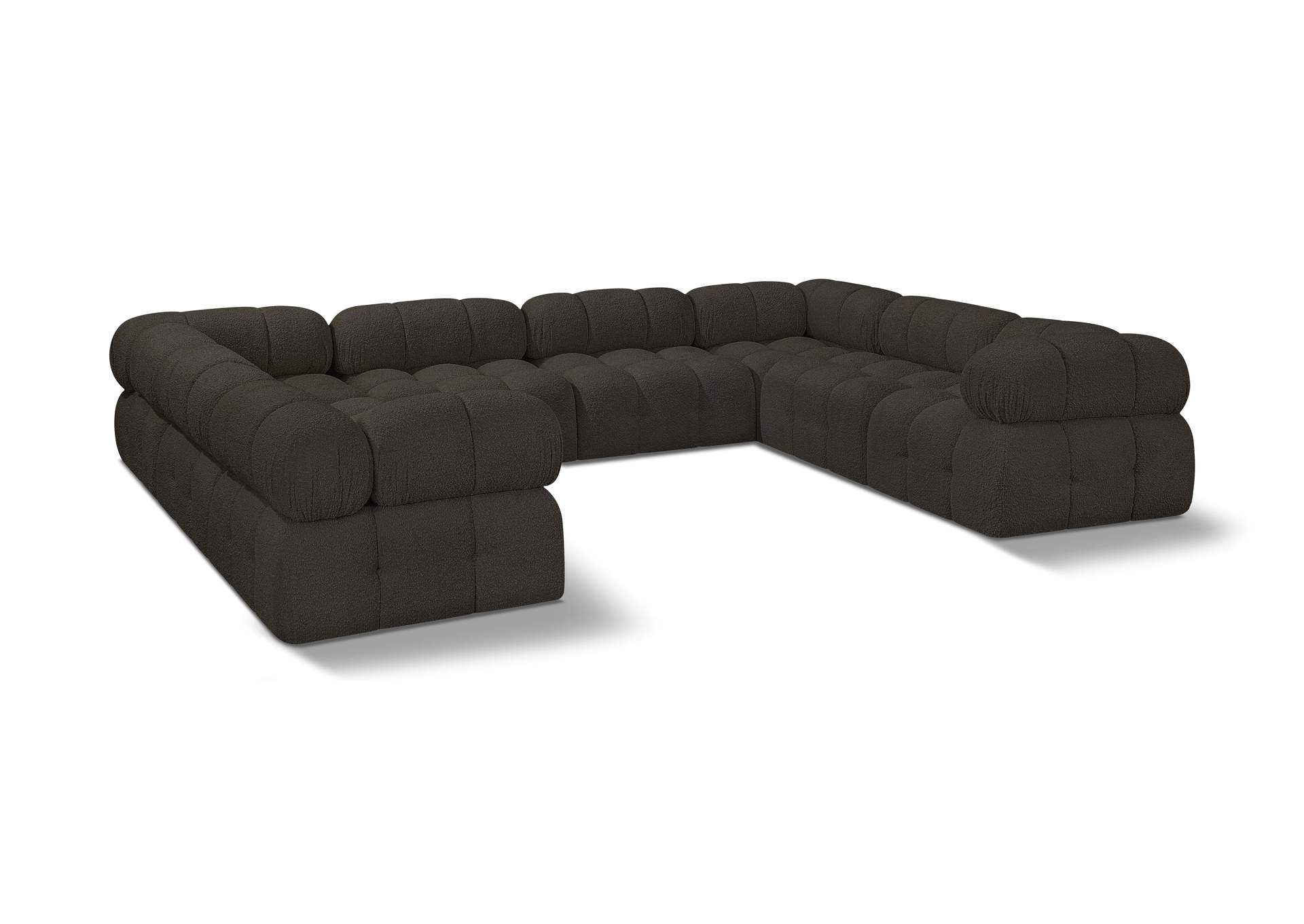 Ames Brown Boucle Fabric Modular Sectional,Meridian Furniture