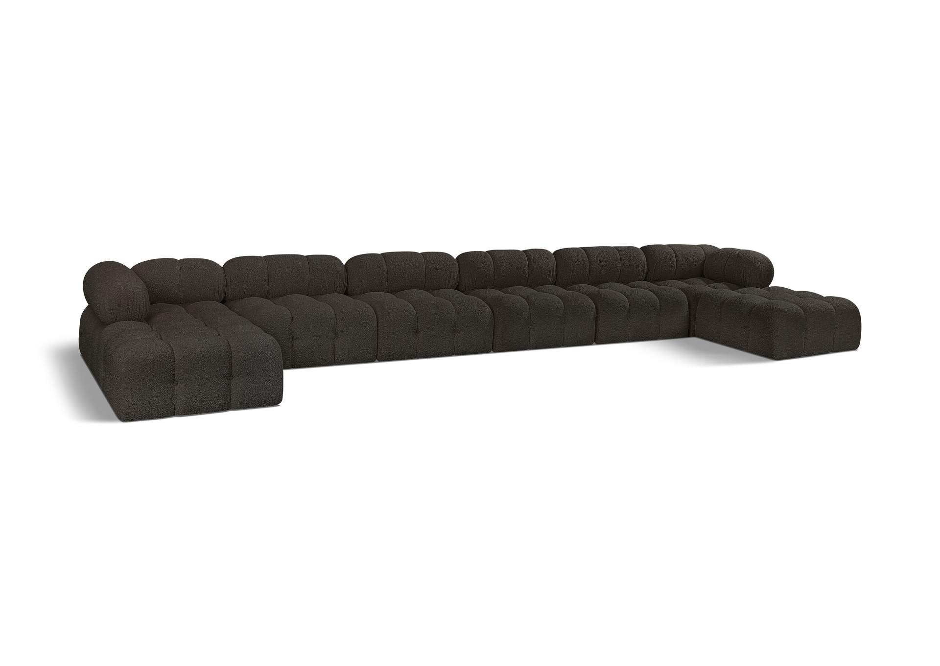 Ames Brown Boucle Fabric Modular Sectional,Meridian Furniture