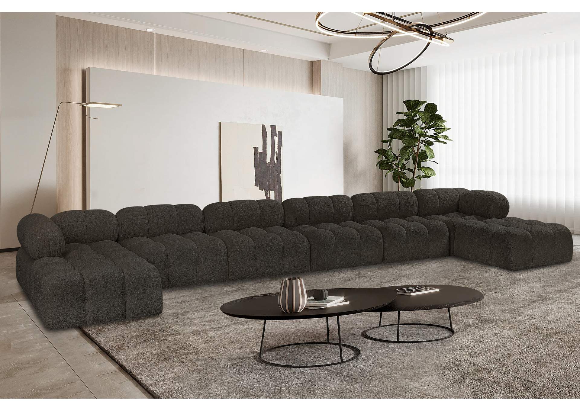 Ames Brown Boucle Fabric Modular Sectional,Meridian Furniture
