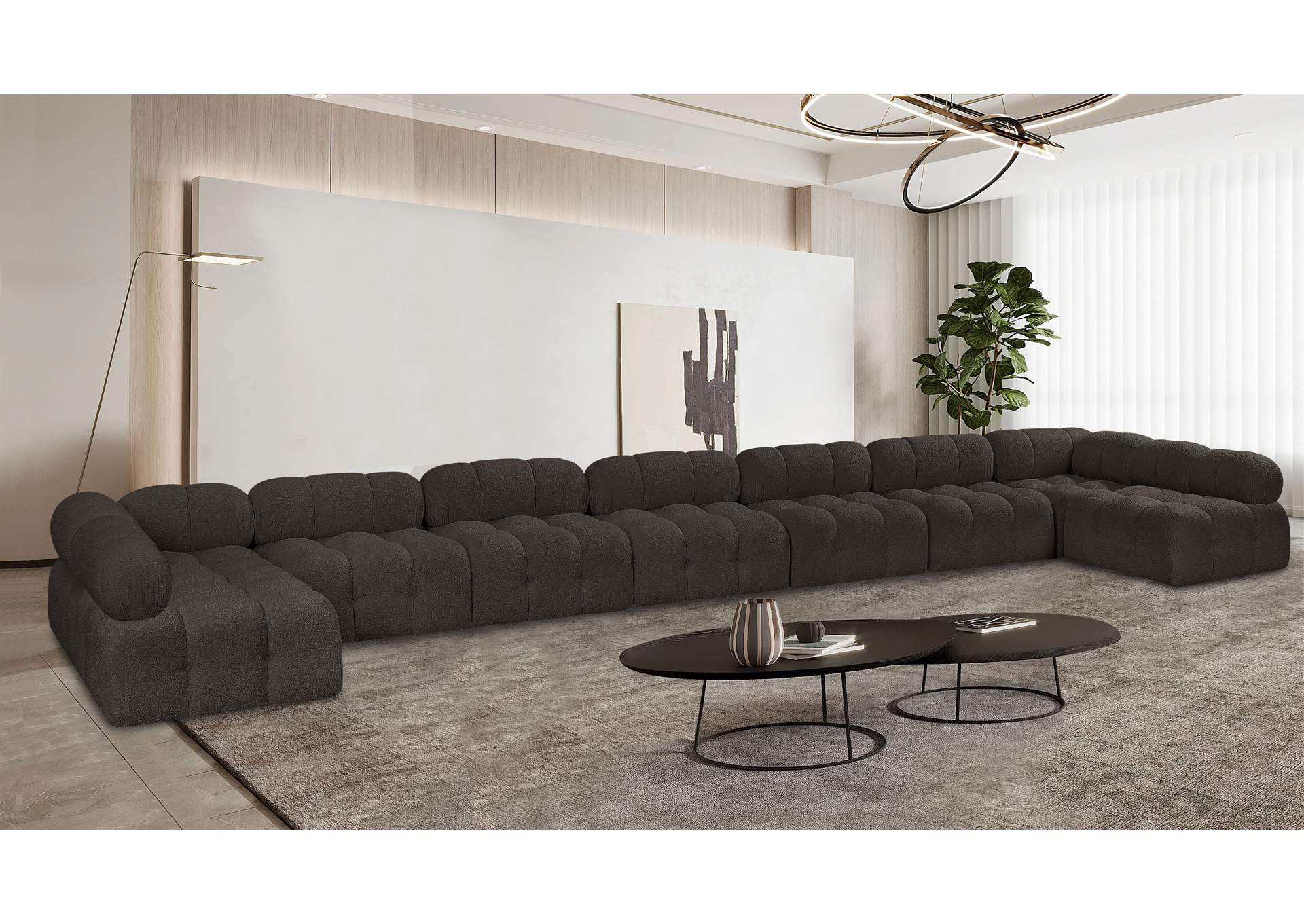 Ames Brown Boucle Fabric Modular Sectional,Meridian Furniture