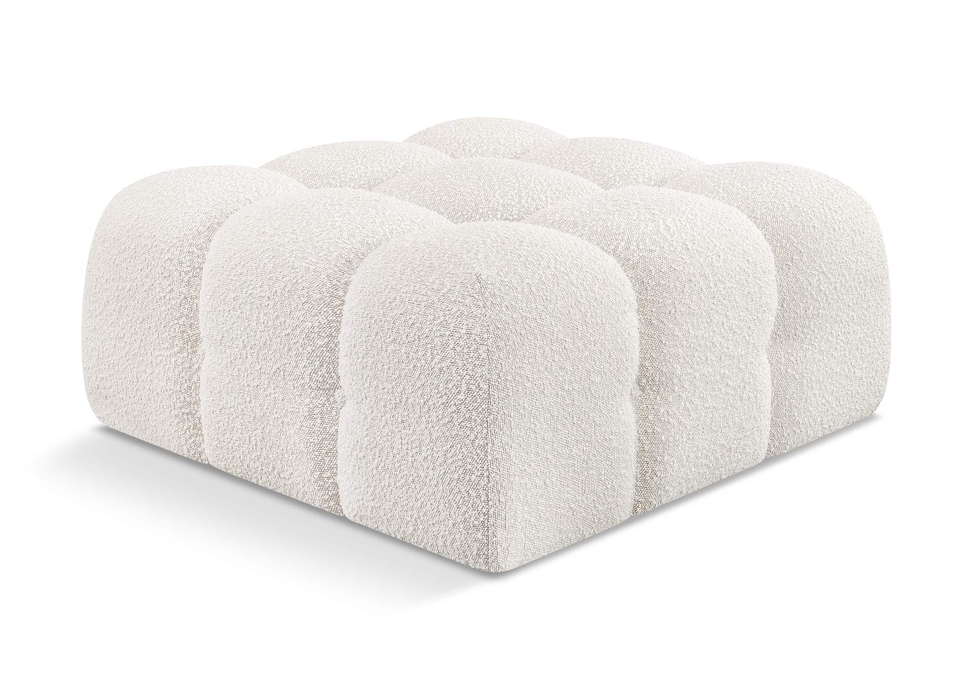Ames Cream Boucle Fabric Ottoman,Meridian Furniture