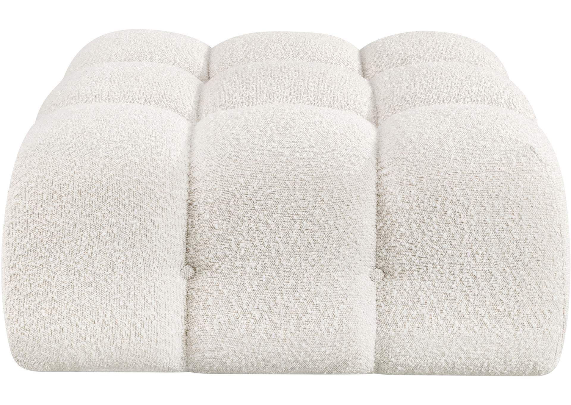 Ames Cream Boucle Fabric Ottoman,Meridian Furniture