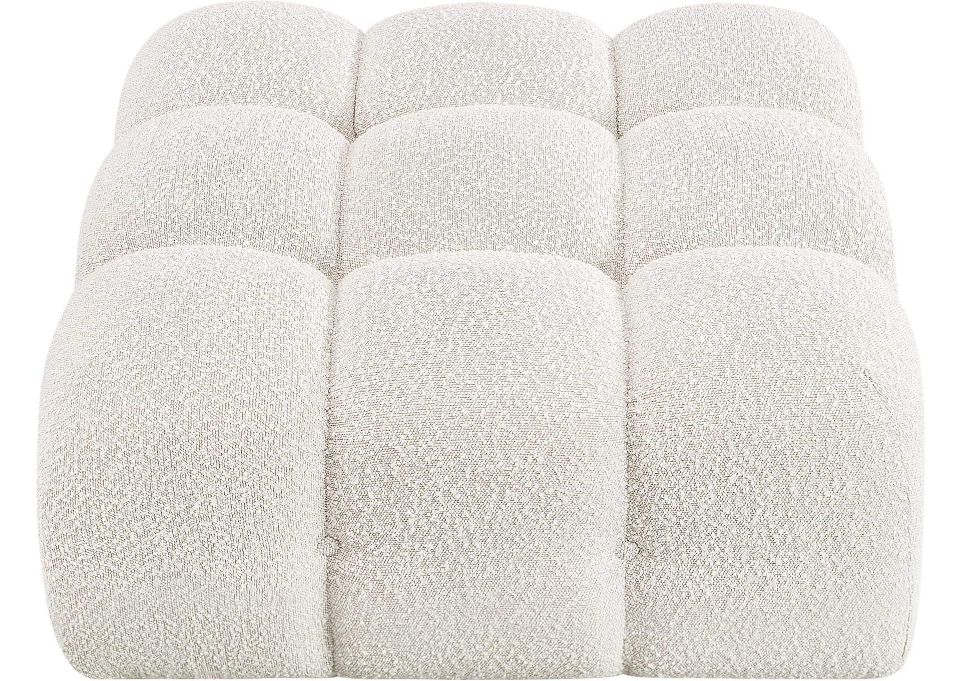 Ames Cream Boucle Fabric Ottoman,Meridian Furniture