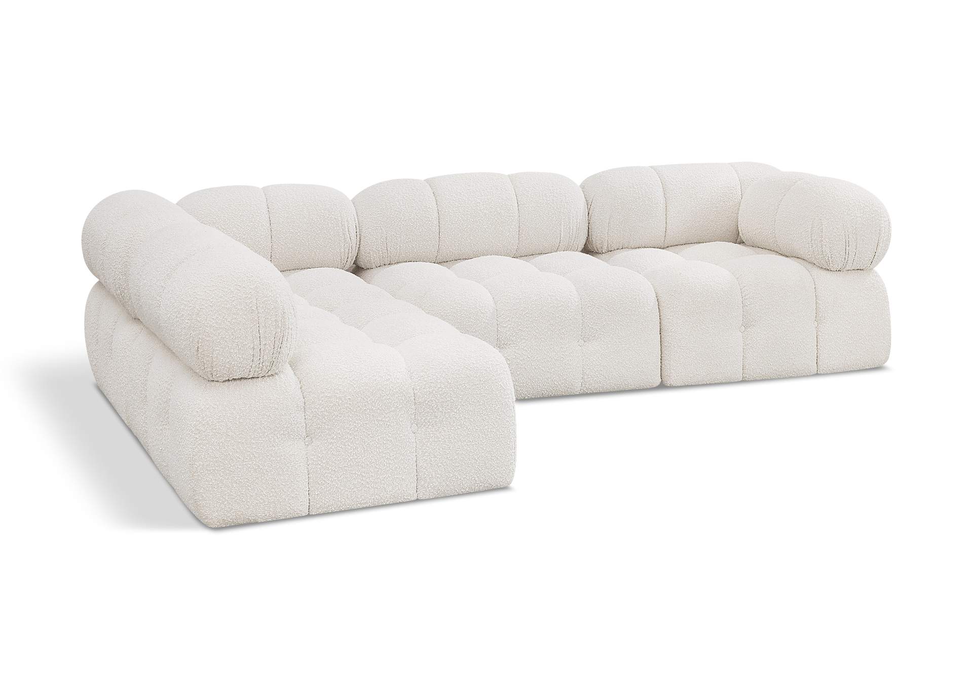 Ames Cream Boucle Fabric Modular Sectional,Meridian Furniture