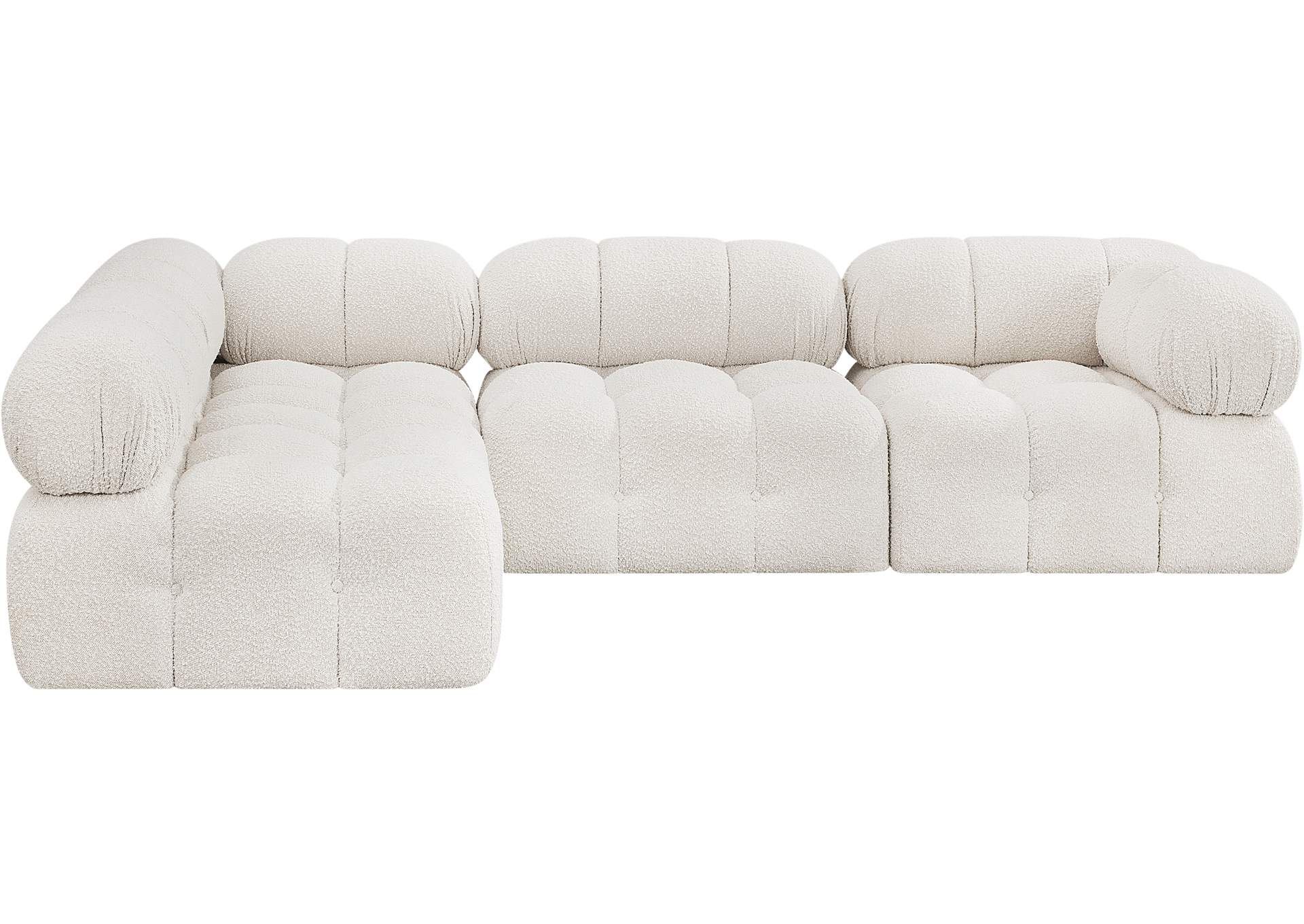 Ames Cream Boucle Fabric Modular Sectional,Meridian Furniture