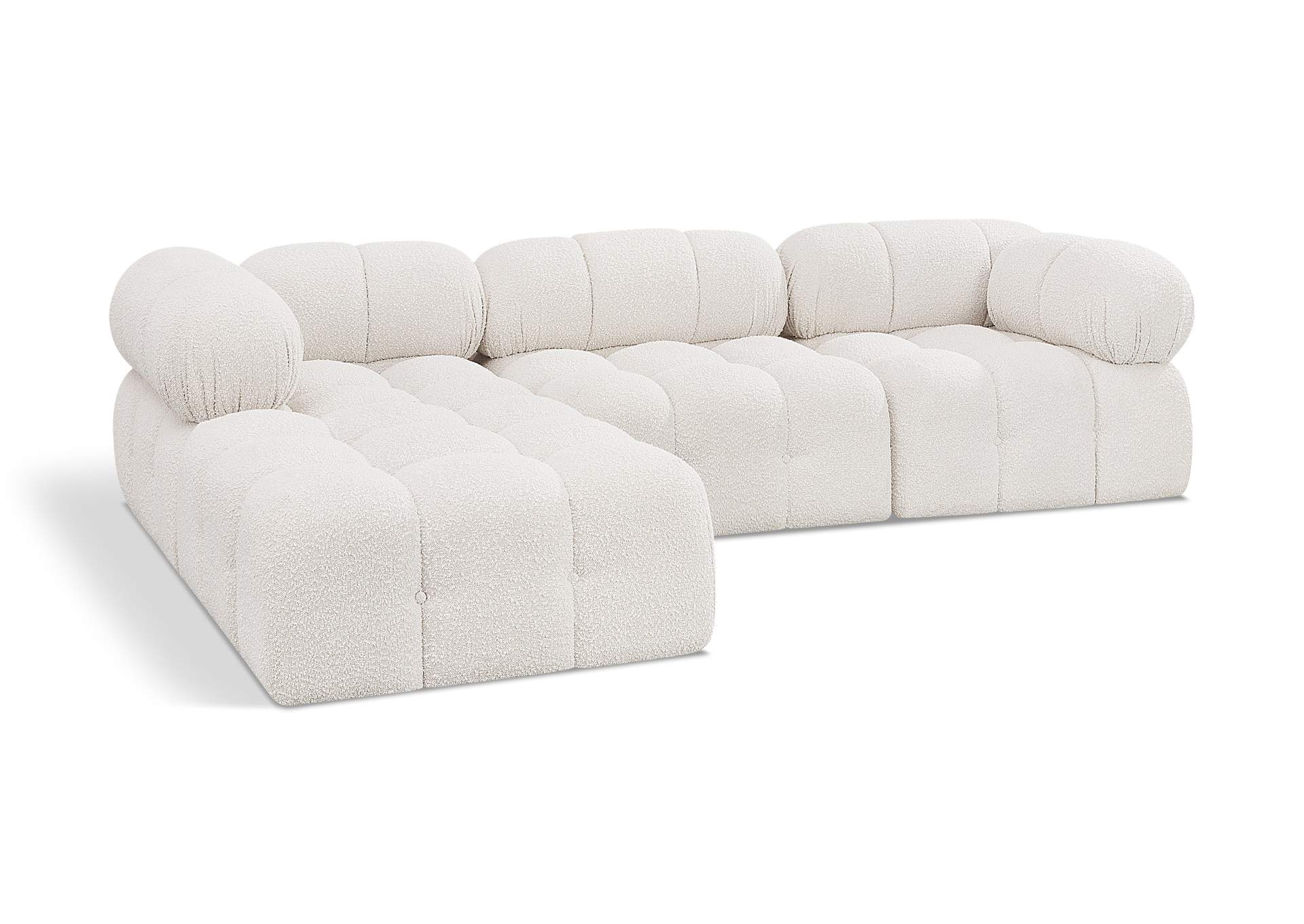 Ames Cream Boucle Fabric Modular Sectional,Meridian Furniture