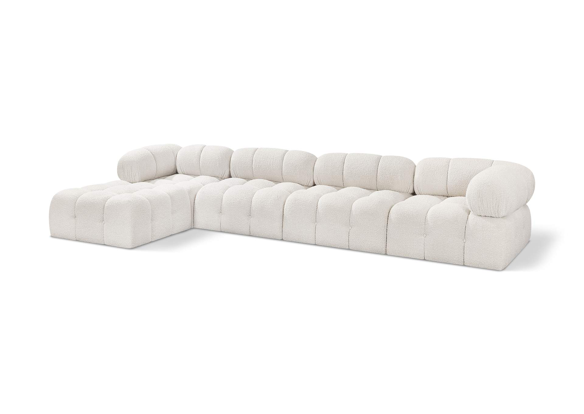 Ames Cream Boucle Fabric Modular Sectional,Meridian Furniture