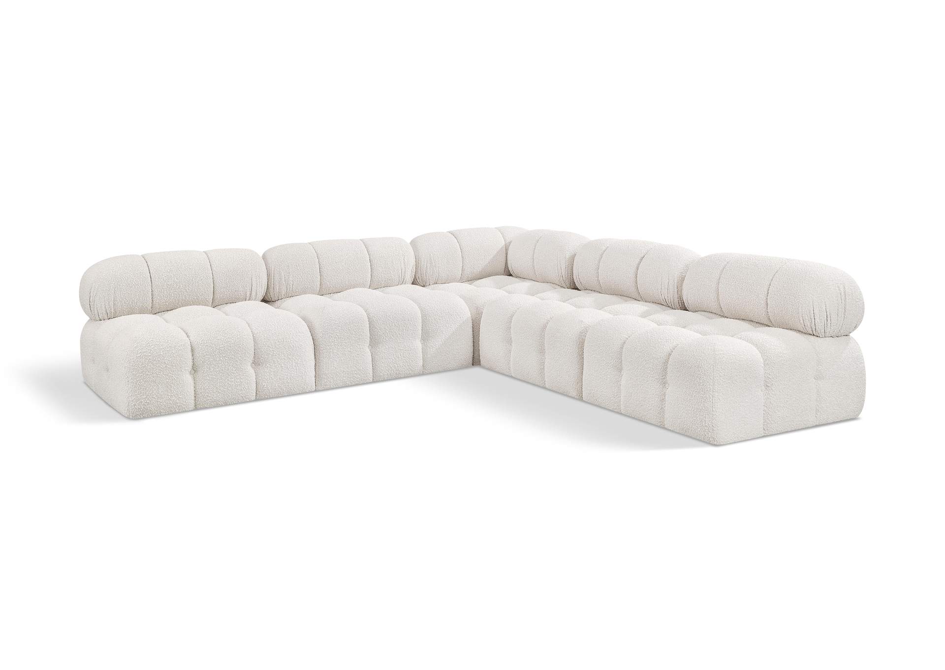 Ames Cream Boucle Fabric Modular Sectional,Meridian Furniture