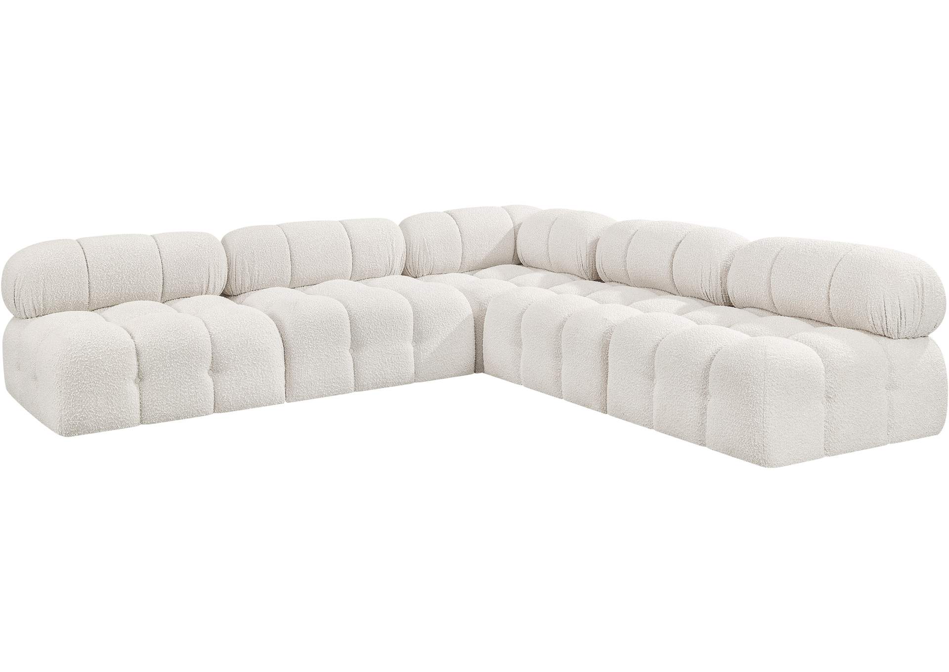 Ames Cream Boucle Fabric Modular Sectional,Meridian Furniture