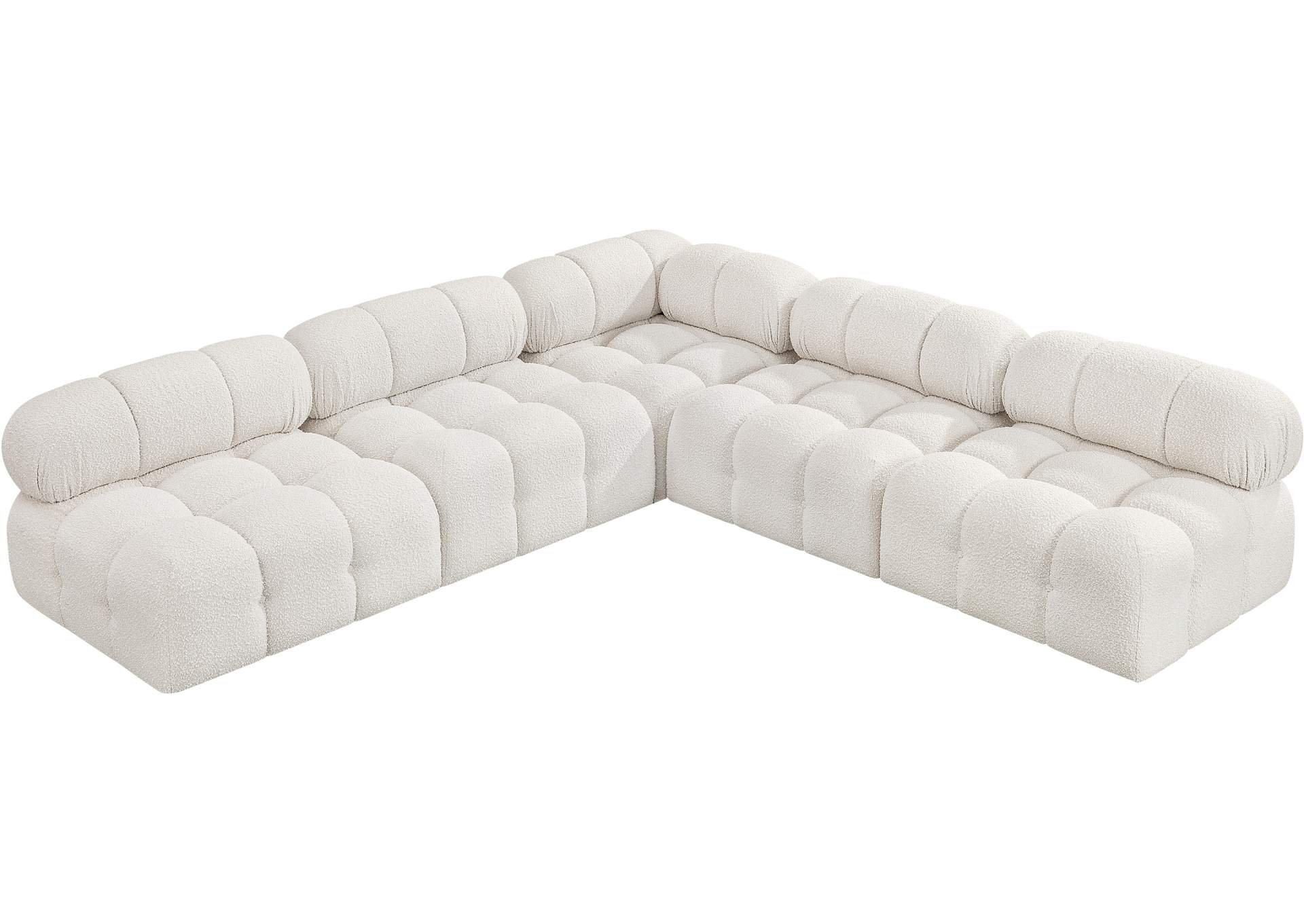 Ames Cream Boucle Fabric Modular Sectional,Meridian Furniture