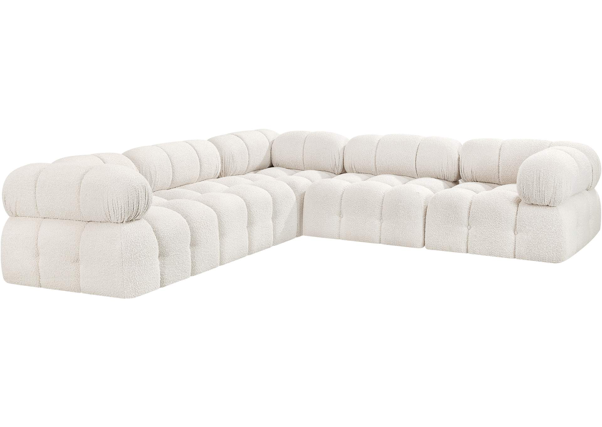 Ames Cream Boucle Fabric Modular Sectional,Meridian Furniture