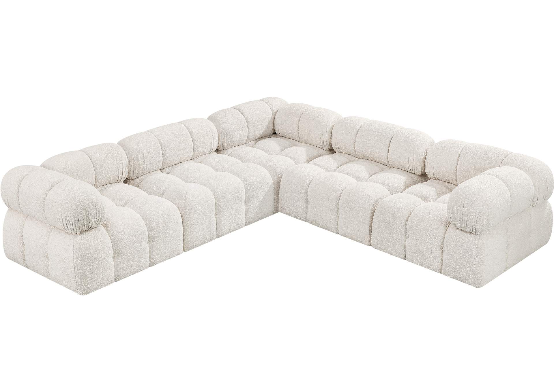 Ames Cream Boucle Fabric Modular Sectional,Meridian Furniture